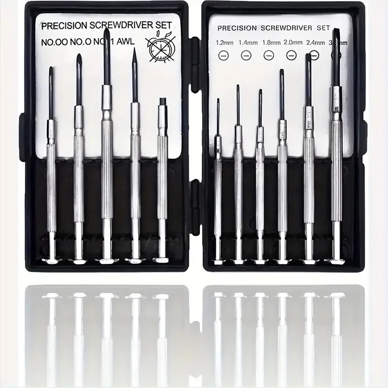11pc Small Precision Screwdriver Set Mini 6 Sizes Flat Philips for Watch Glasses