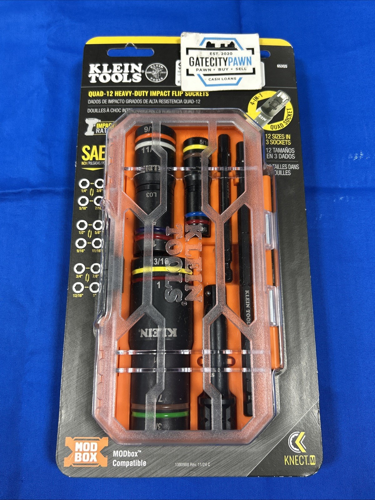 NEW – Klein Tools 653QS – QUAD 12 HEAVY DUTY IMPACT FLIP SOCKETS – FREE SHIPPING