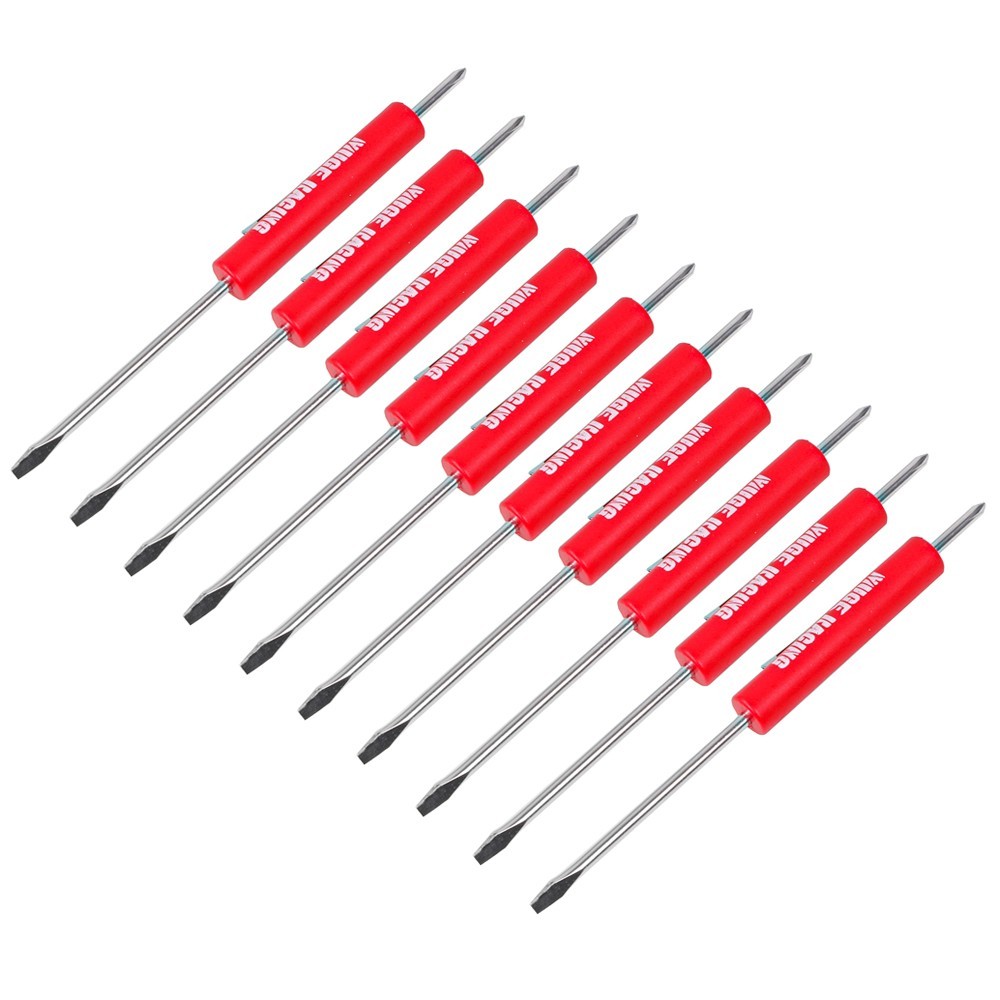 10X Green Mini Pocket Screwdriver Phillips & Flat Head Tip with Magnet and Clip