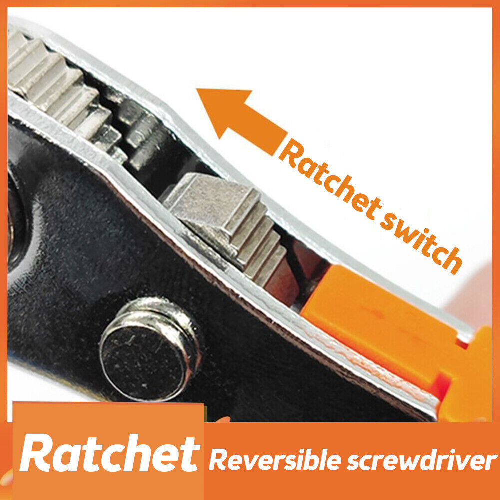 Magnetic Right Angle Screwdriver Hex Forward & Reverse Ratchet Wrench +10 Bits