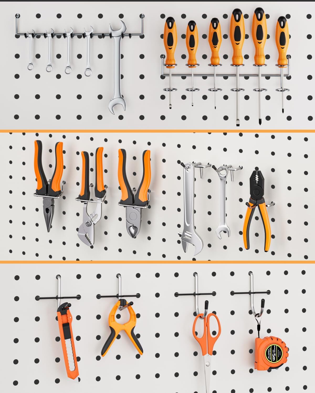 INCLY Pegboard Hooks Set for Hanging Tools, 206PCS Heavy 1/8 Inch, Silver