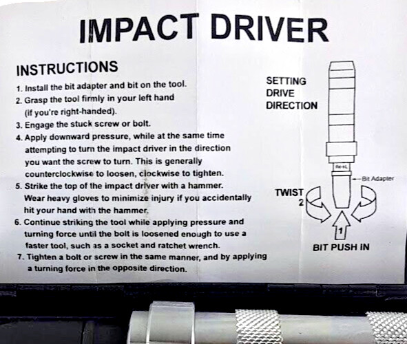 14PcMANUAL 1/2″ Impact Driver Heavy Duty Screw Remover Reversible Tightening Set