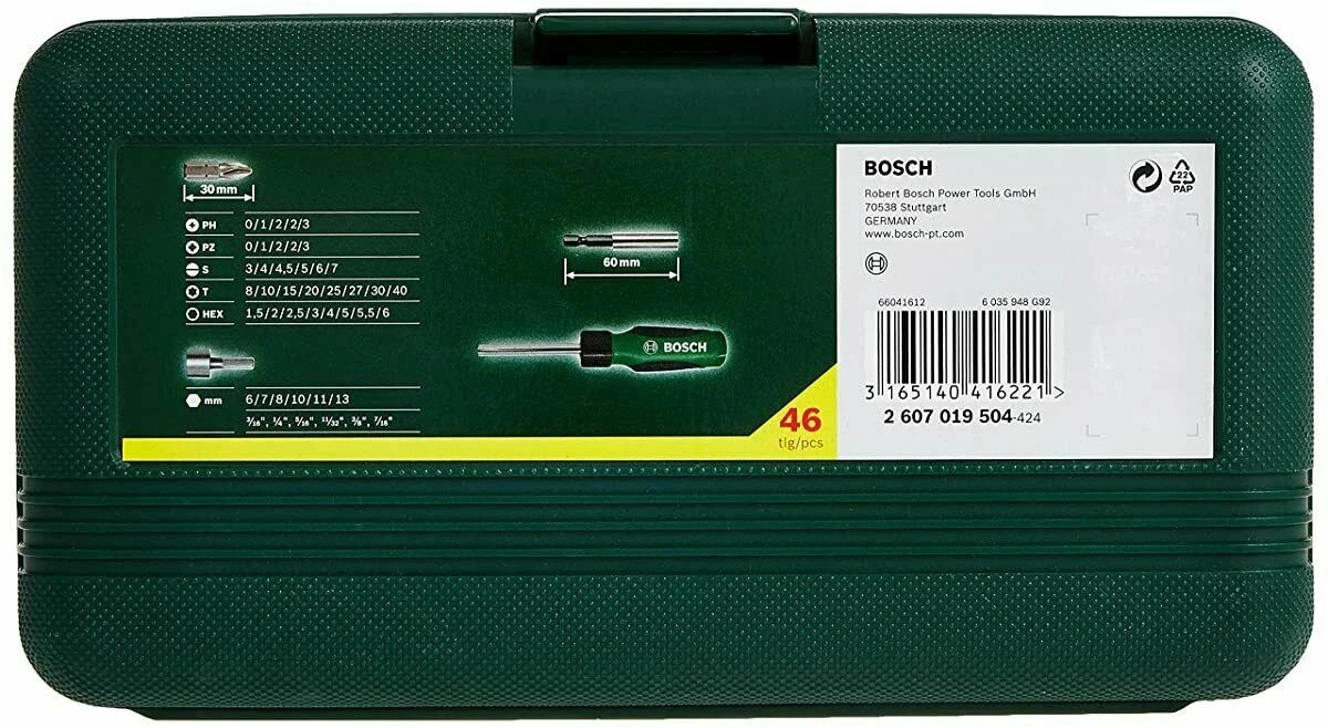 Bosch 66041612 Screwdriver bits Set (Black and Silver, 46-Pieces)