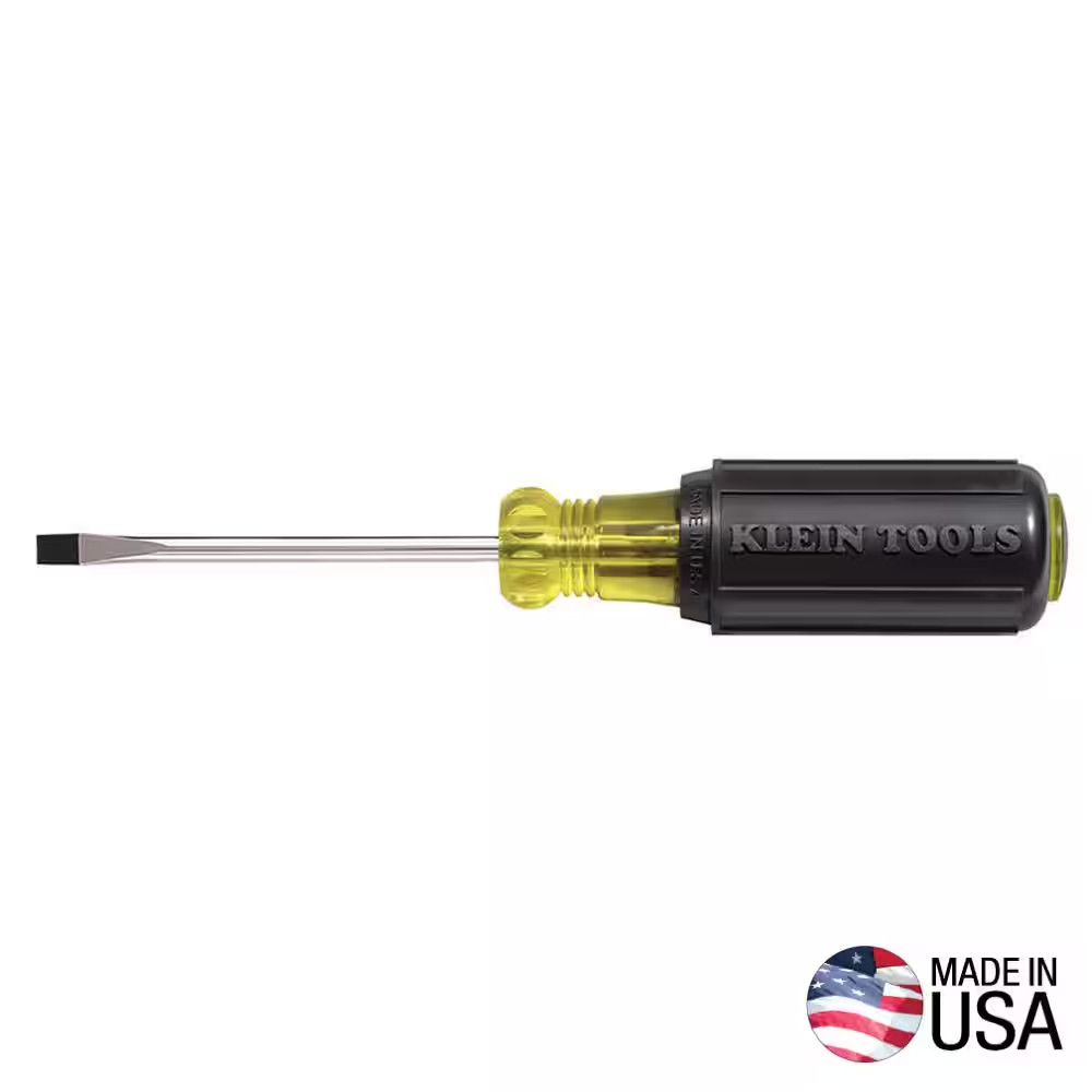 Klein Tools 601-3 3/16″ Flat Head Screwdriver, Cabinet Tip with 3″ Round Shank