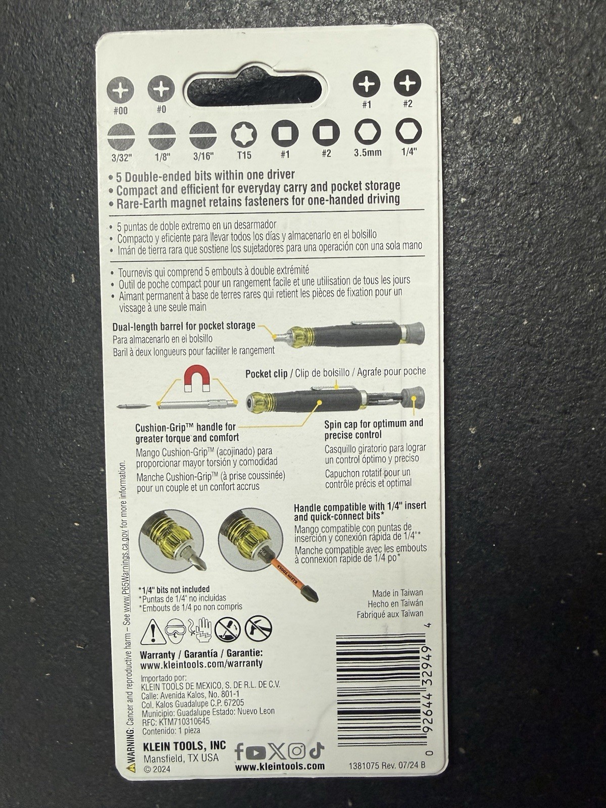 Klein Tools 32600P Pocket 13 In 1 All-Purpose Screwdriver With Bits NEW+FREE SH