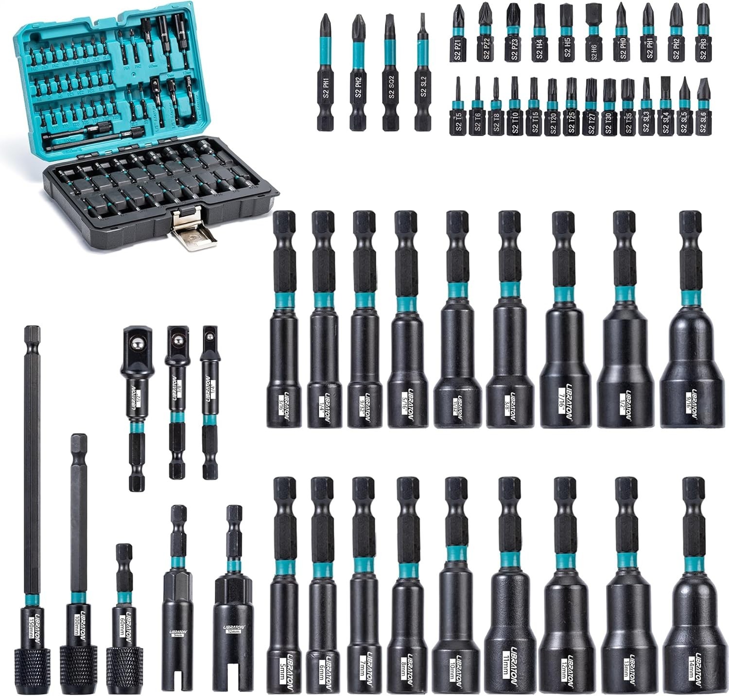 Durable Magnet-Enhanced 54PCS Nut Driver and Impact Drill Bit Set – Ideal Gift