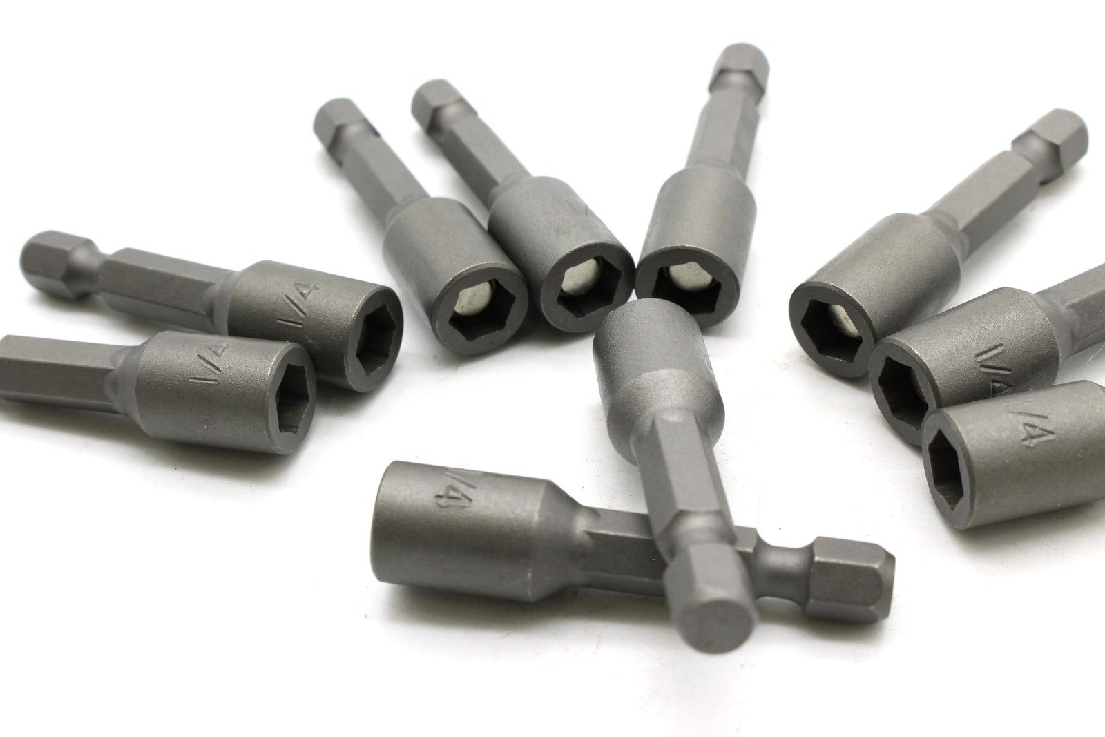 TEMO 10 pc Impact Ready Nut Driver 1/4 Inch Magnetic Nutsetter Set 1/4″, Grey
