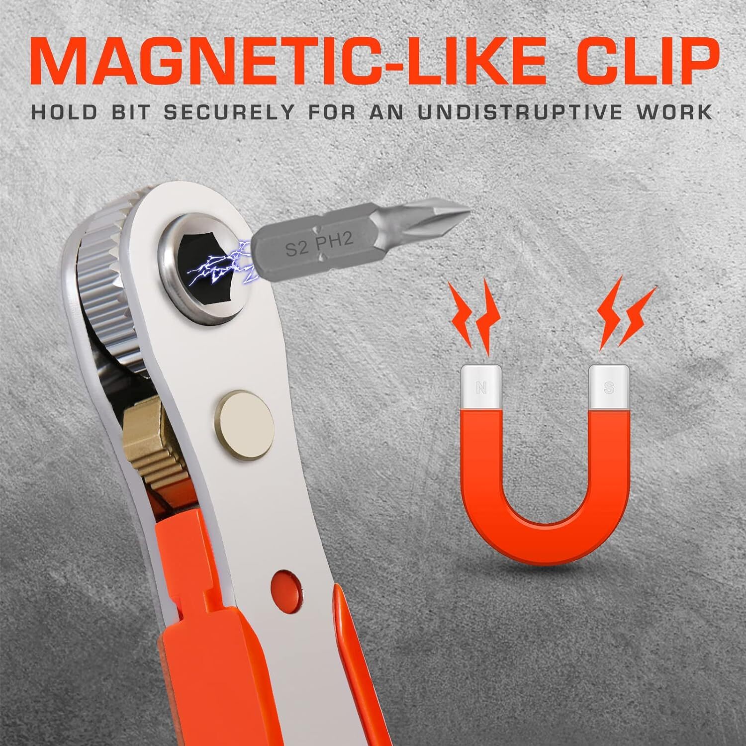 Magnetic Right Angle Screwdriver Hex Forward & Reverse Ratchet Wrench +10 Bits