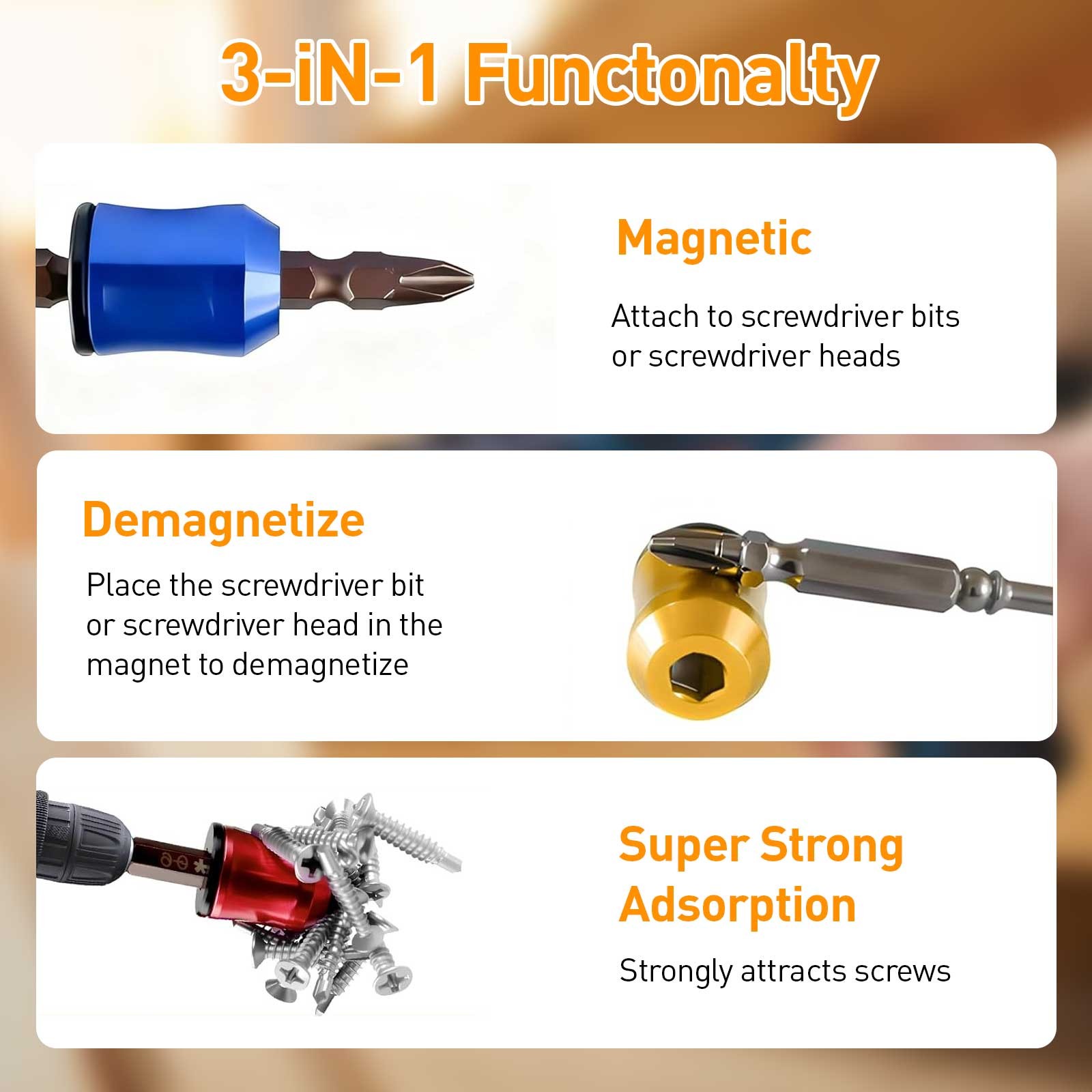 5Pcs Strong Magnetic Screw Ring Universal 1/4″ Hex Shank Screw Holder for Drill