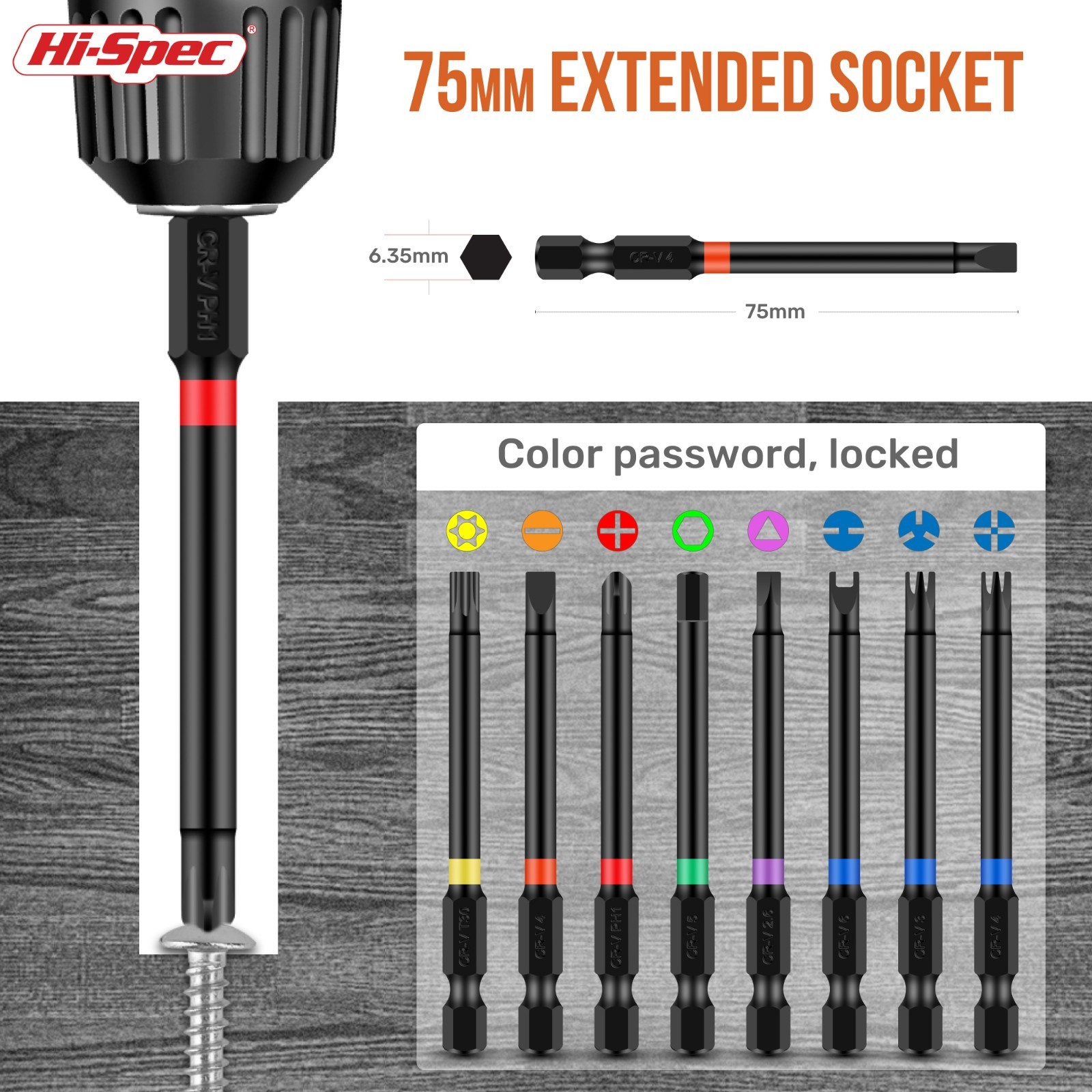 Hi-Spec 68pc Long Extended Screw Driver Bits and Mini Ratchet Wrench Handle Set.