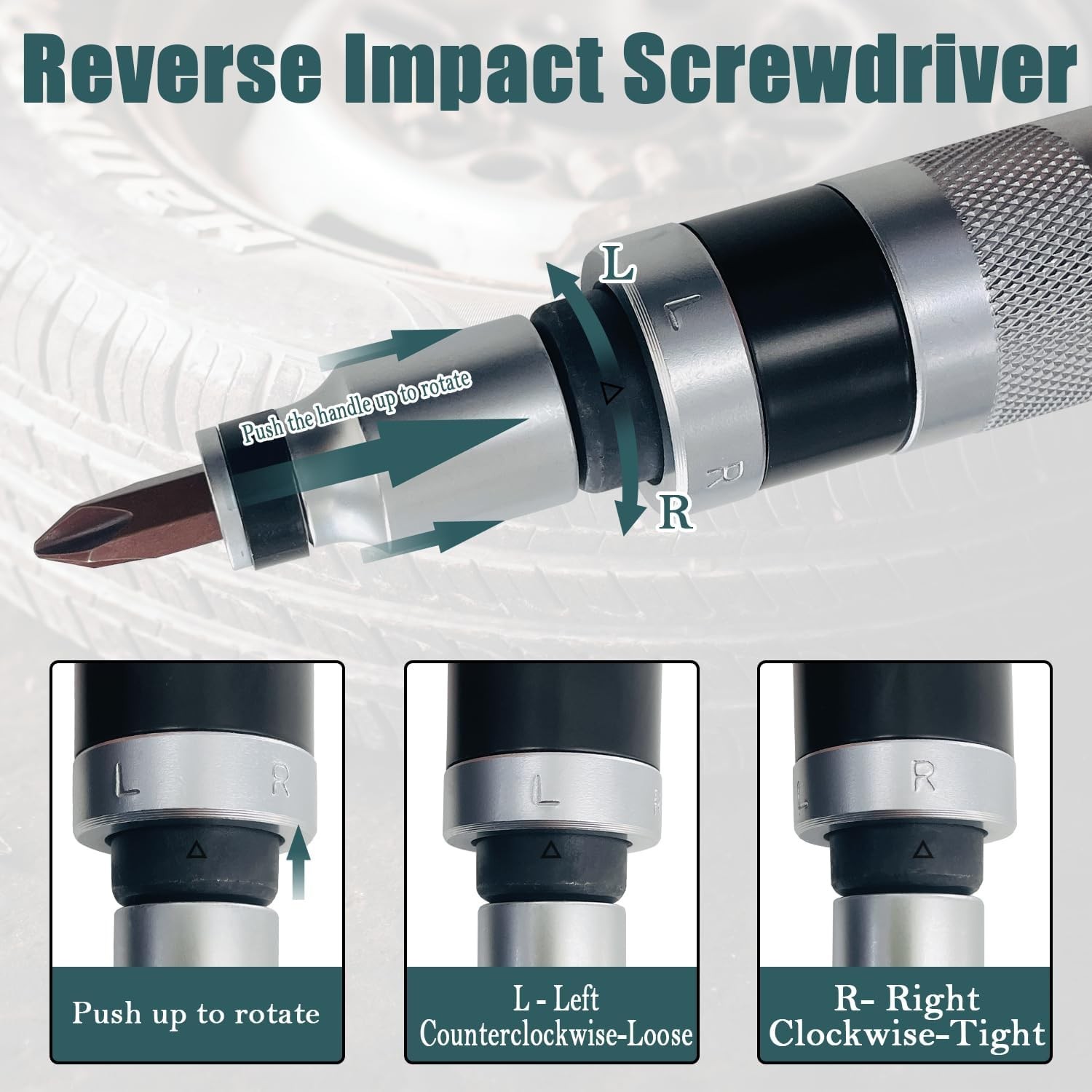 1/2 Inch Drive Manual Impact Driver Set Reversible Hand Held Impact Screwdriver
