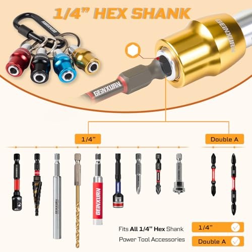 25Pcs Bit Holder Key Chain, 1/4″ Hex Shank One Handed Quick Change& 25pcs