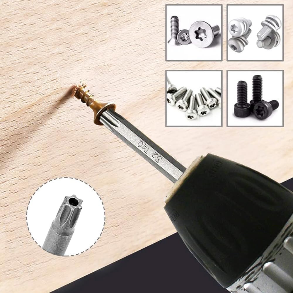 Single Magnetic Torx Bit Security Pin 50-200mm Screwdriver 1/4″ Hex Star T6-T40
