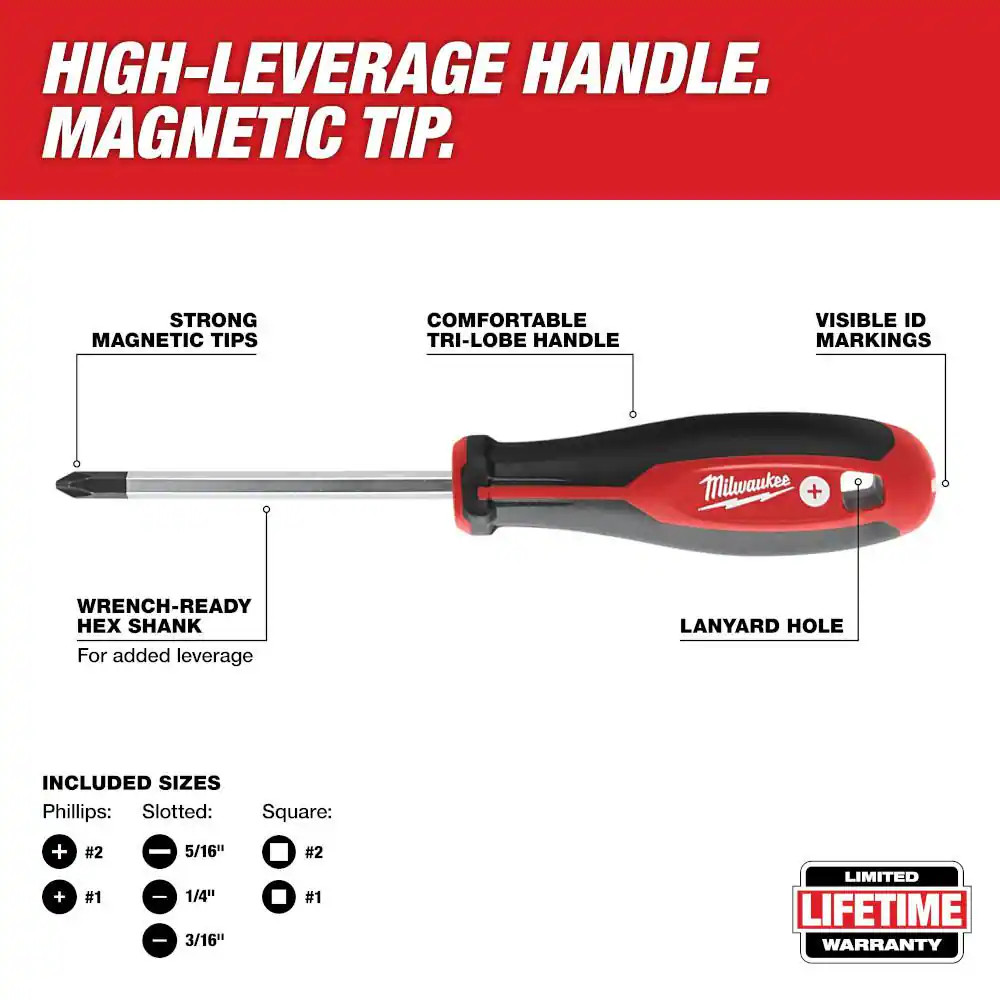Screwdriver Set with 6 In. and 10 In. Adjustable Wrench Set and 6 In. and 10 In.