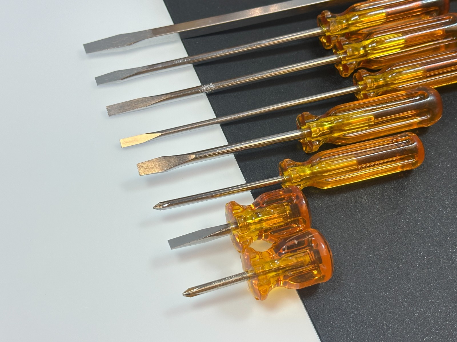 🇺🇸 VACO Tools USA 8pc Flat & Phillips Screwdriver Set, Amber Hard Handle, NOS