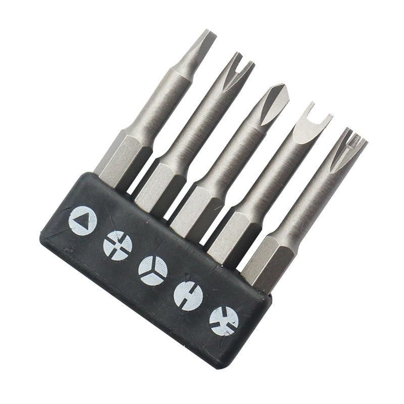 5pcs Special Shape Screwdriver Bit Set 50mm U Y Triangle Tri-point Tool