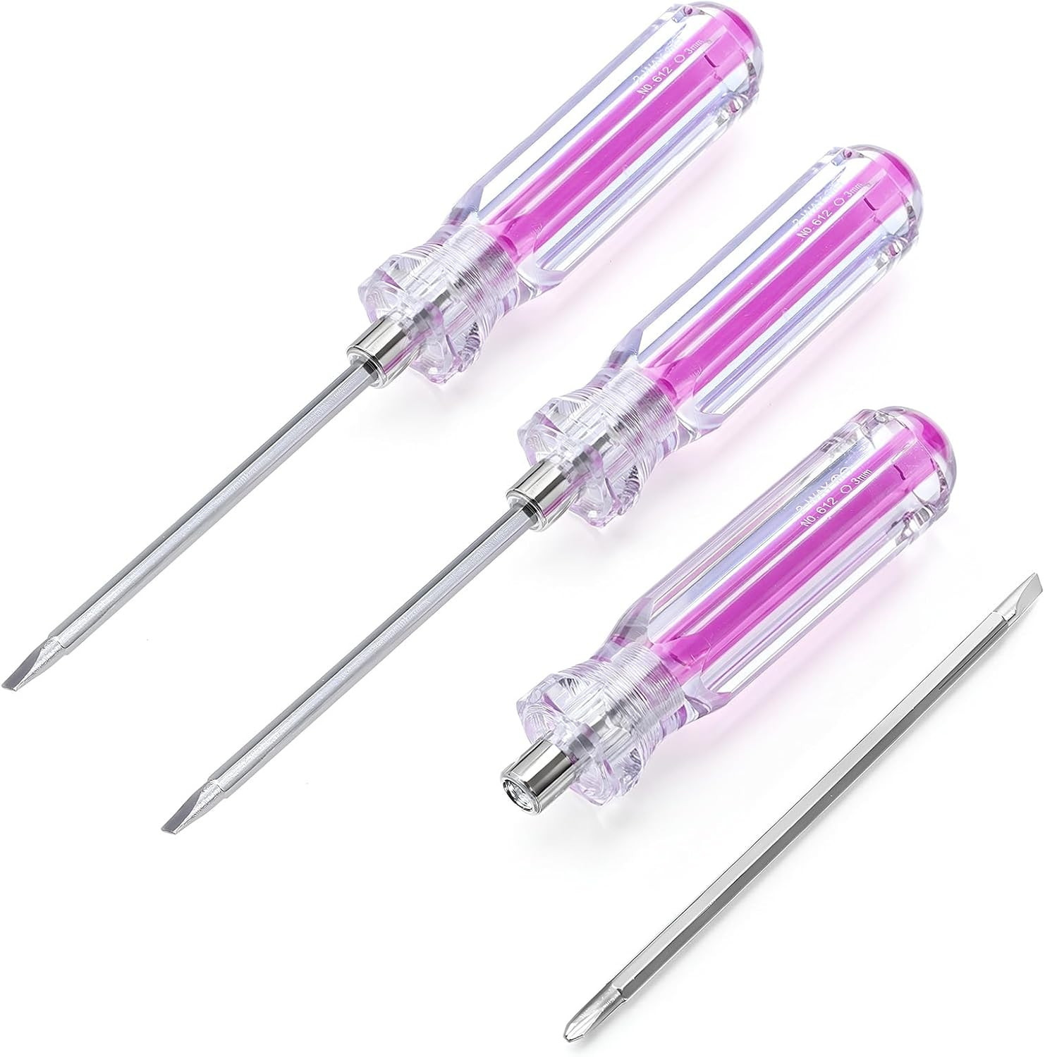 3Pcs 2-in-1 Stubby Screwdriver Set Magnetic Phillips Flathead Pocket Tool Purple