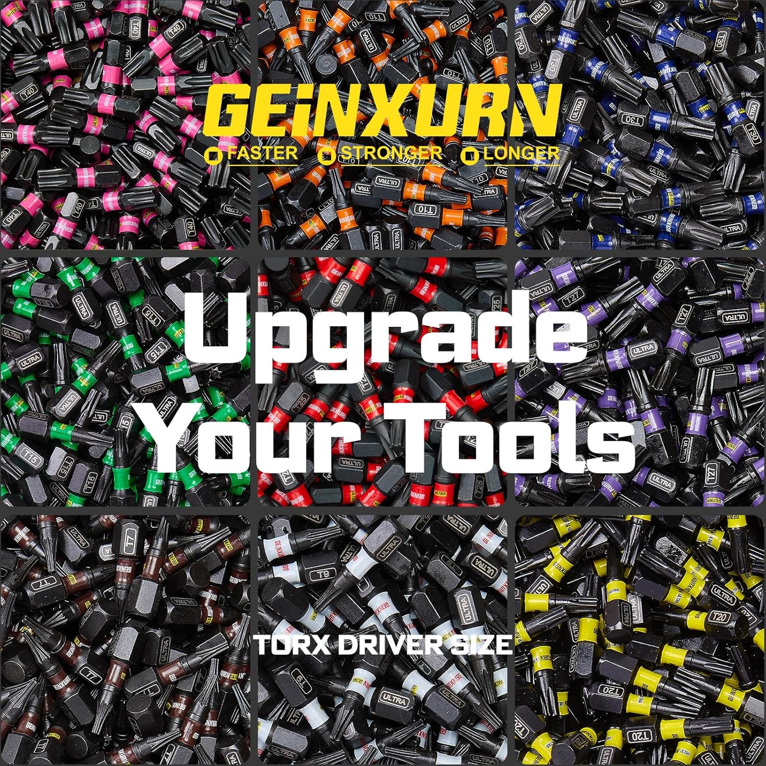 Impact Torx Screwdriver Bits Set, 52Pcs Magnetic(T7-T40) S2 Steel 1”/2”/3”/6” Lo
