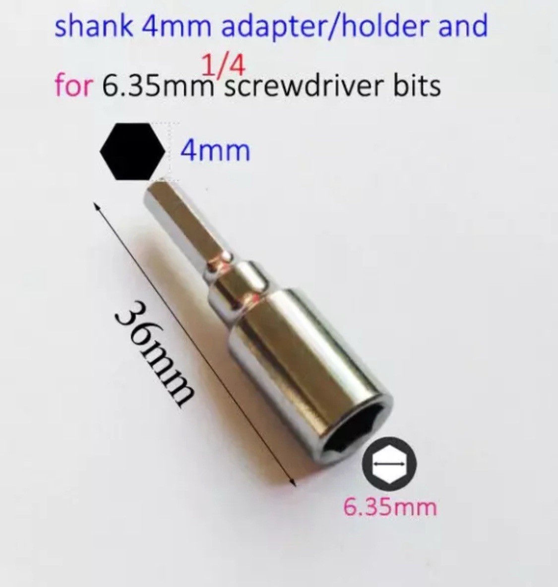 Micro Bit Adapter Hex 4mm to 6.35mm 1/4″ Screwdriver Bits Magnetic Fits Ifixit