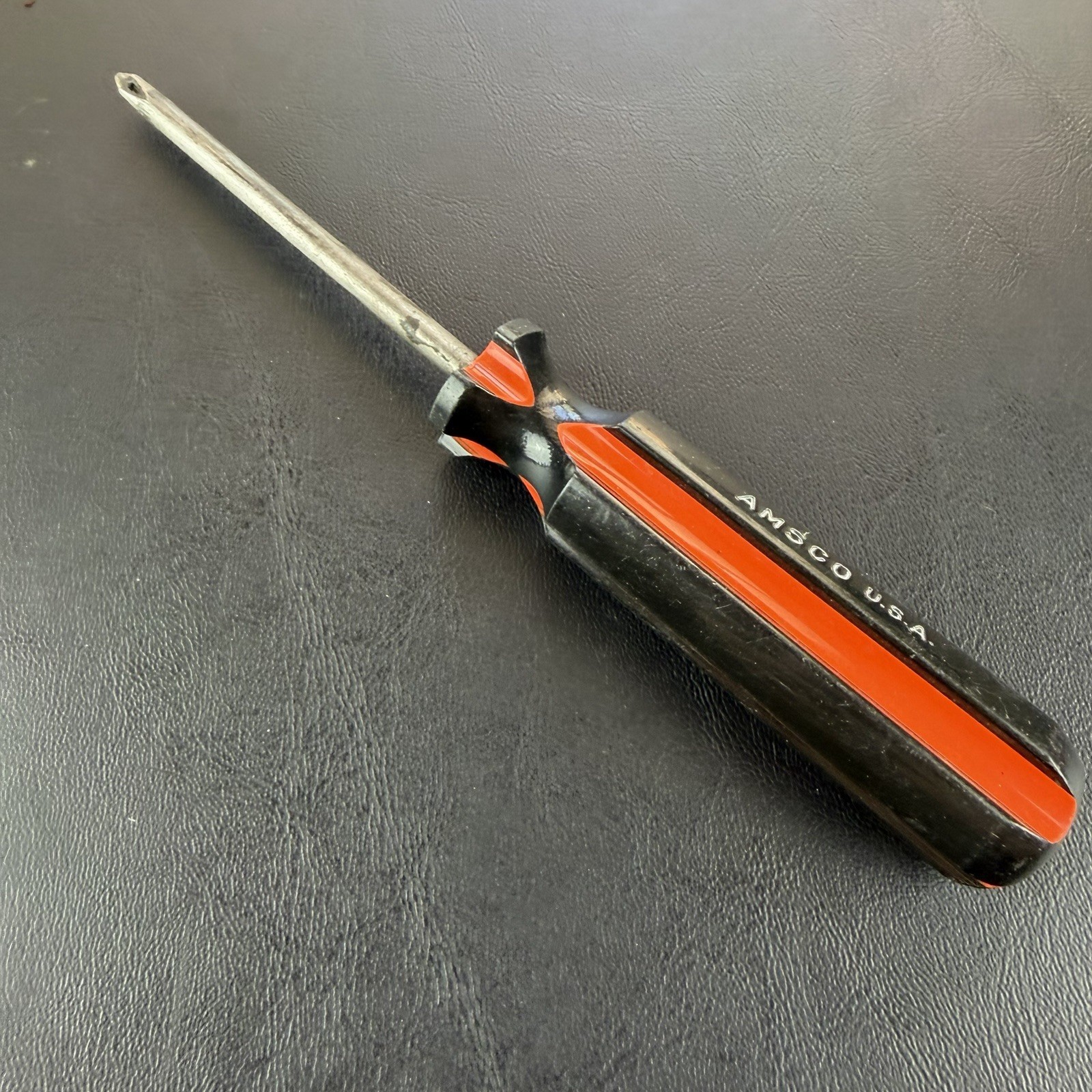Vintage AMSCO USA Phillips Screwdriver 6.5″ #2 Black Orange Handle Made in USA