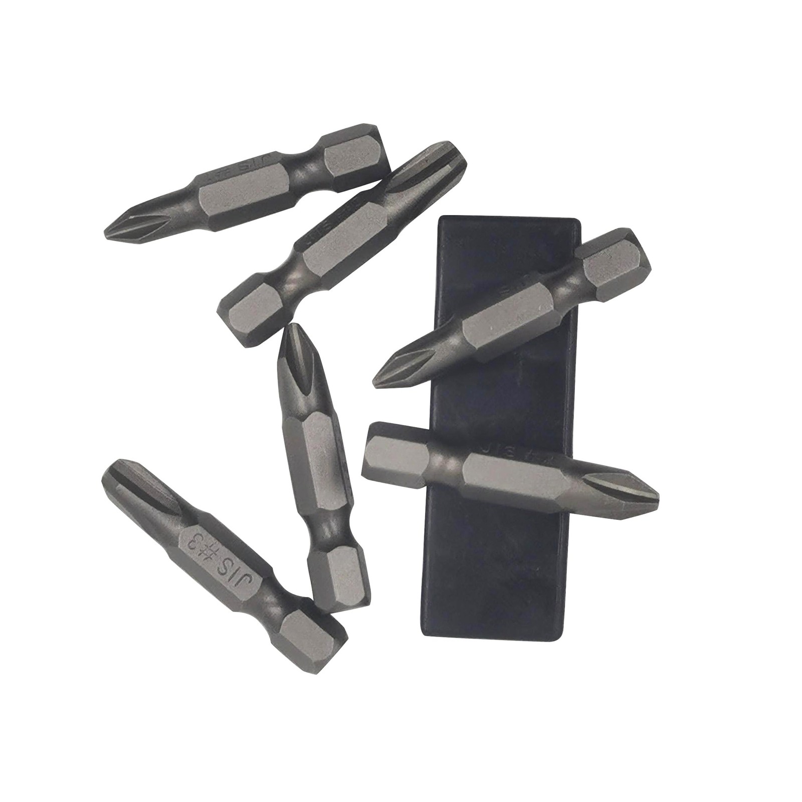 6Pcs 35mm JIS Screwdriver Bit Set with Magnetic Tip, 1/4 Hex #2×6, Grey