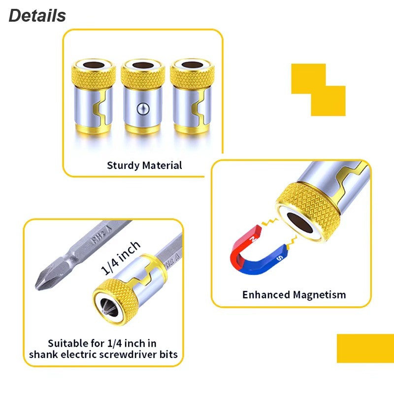 6 x Screwdriver Head Magnetic Ring Pivoting Bit Tip Screw Holder Magnetizer
