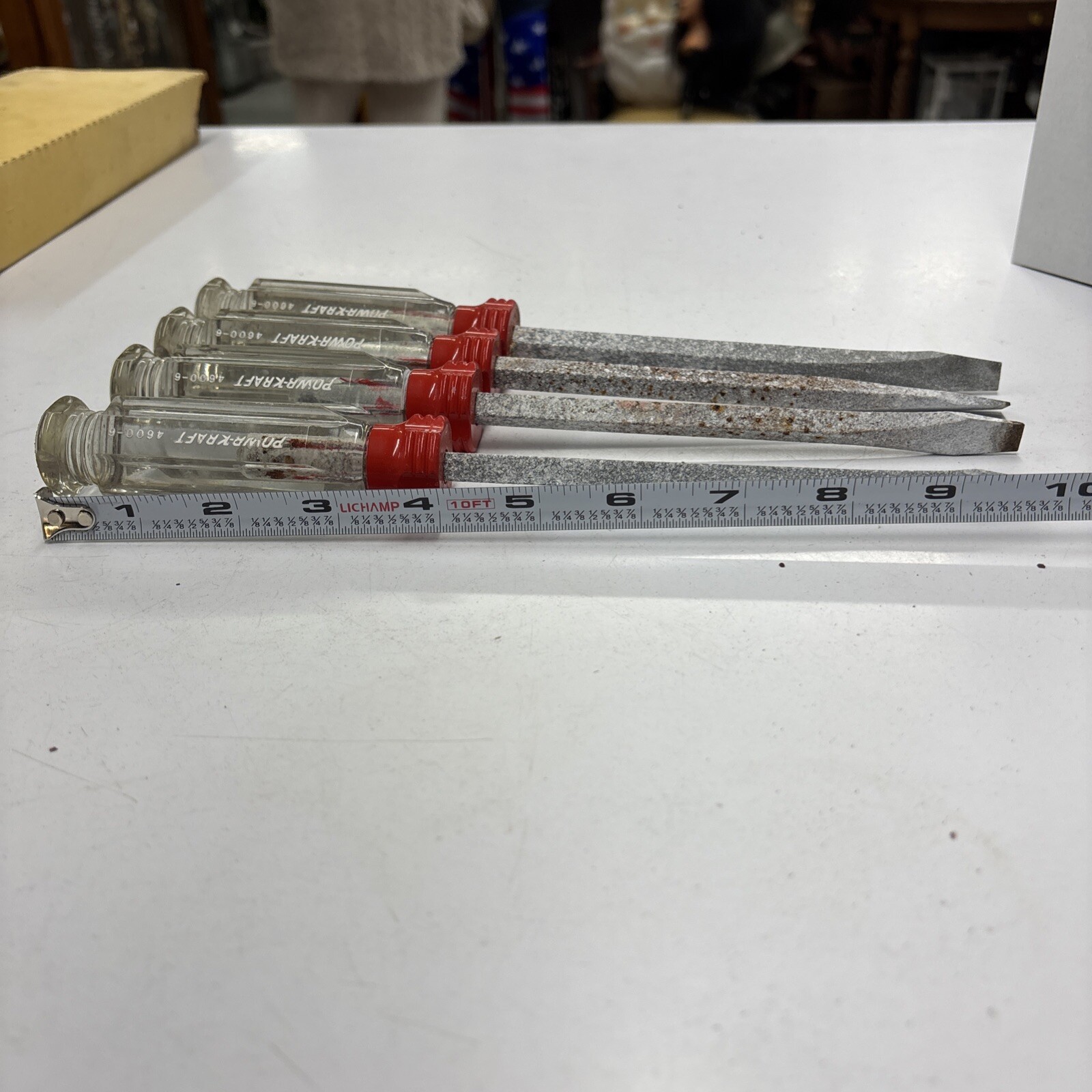 4 Vintage 6″ Screwdrivers Plastic Handle 4600-006 Powr-Kraft See Photos