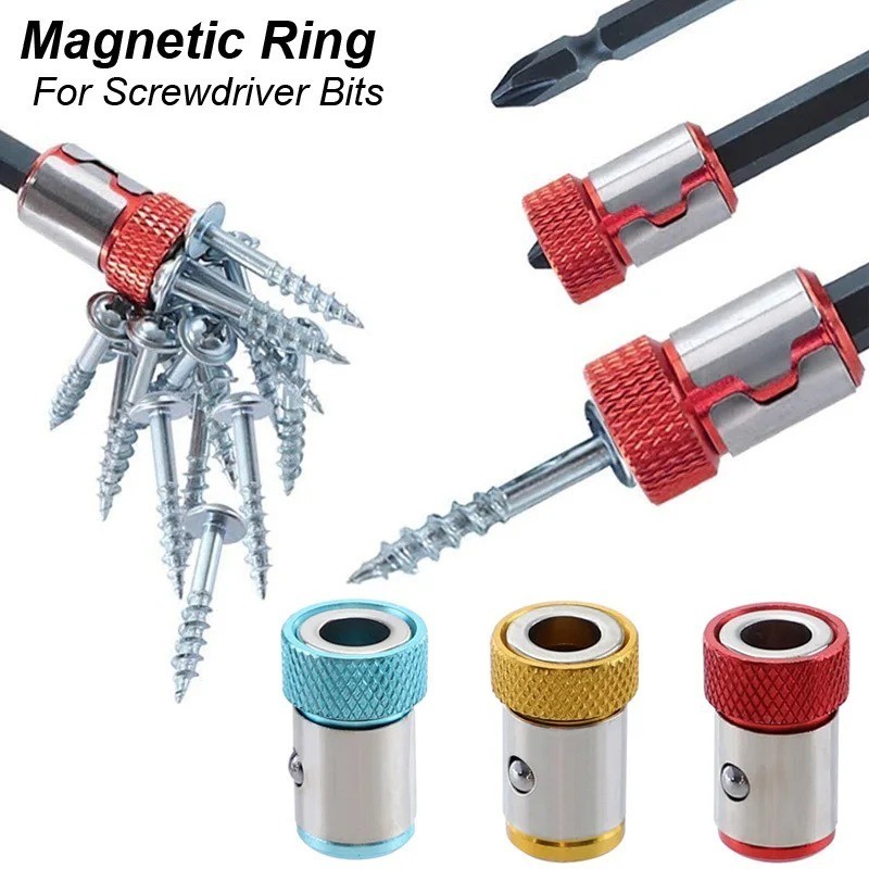 6 x Screwdriver Head Magnetic Ring Pivoting Bit Tip Screw Holder Magnetizer