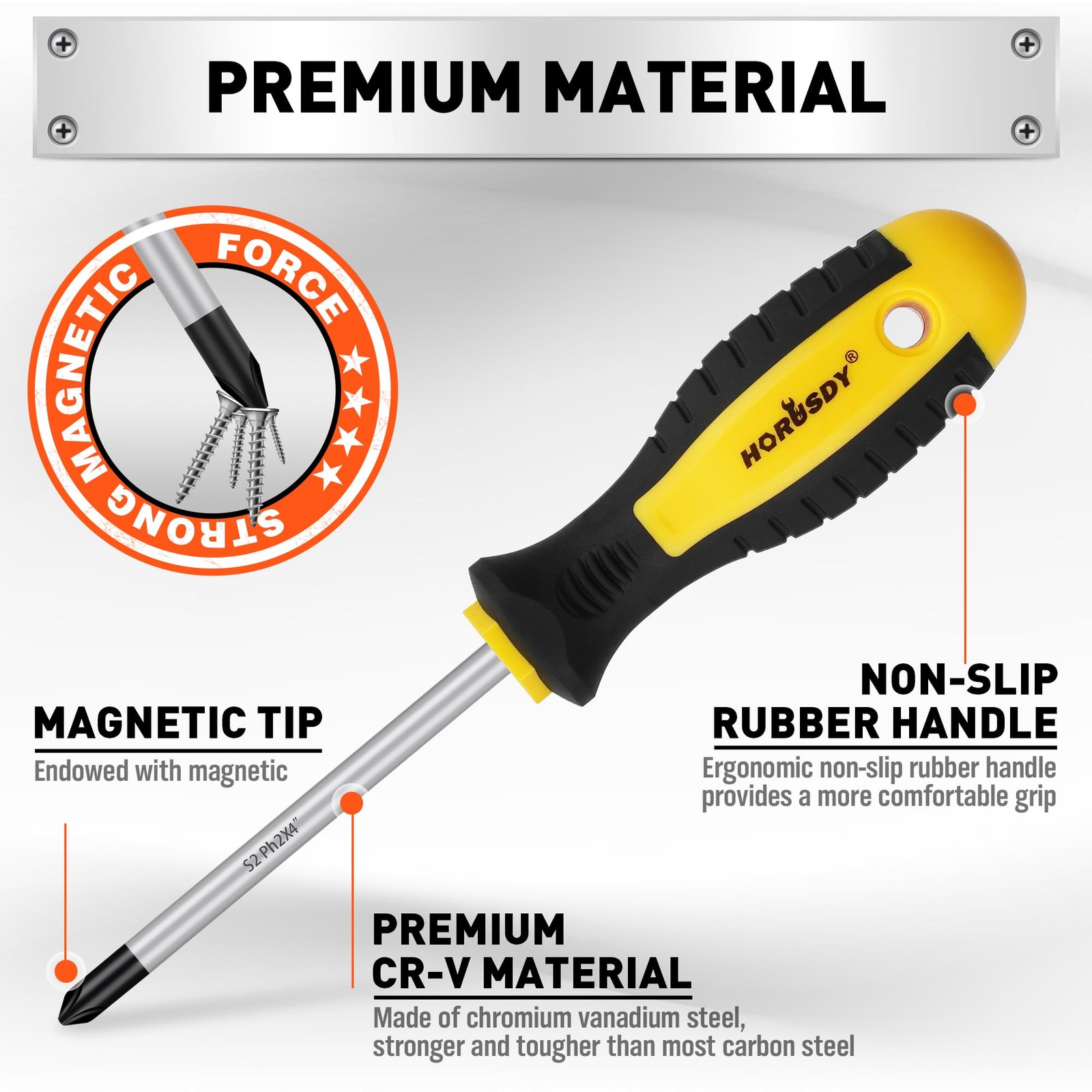 HORUSDY 11-piece Magnetic Screwdriver Set with Case, 5 Phillips & 5 Yellow