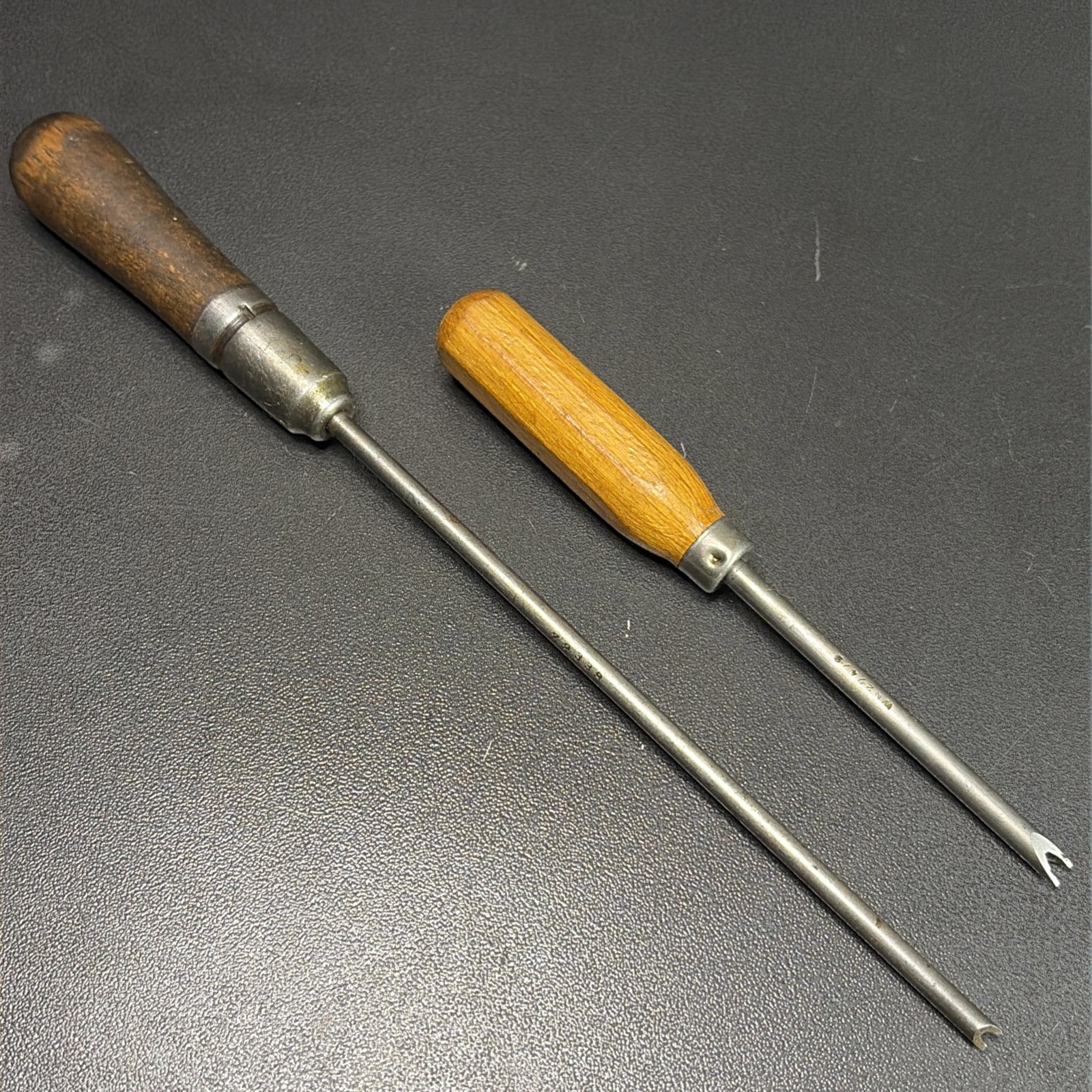 2 Tamper proof Wood Handle Screwdrivers Snake Eye Fork Bit