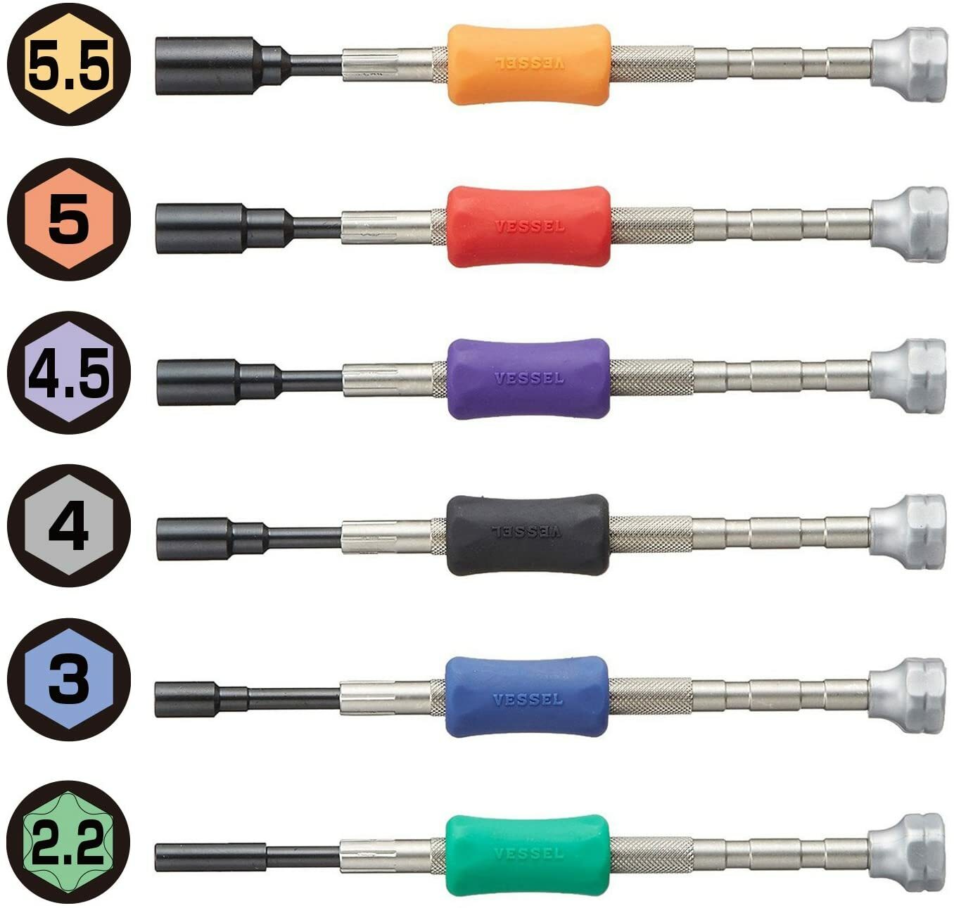 Vessel Precision Micro Nutdriver Set Metric 2.2mm-5.5mm TD-57 Made in JAPAN