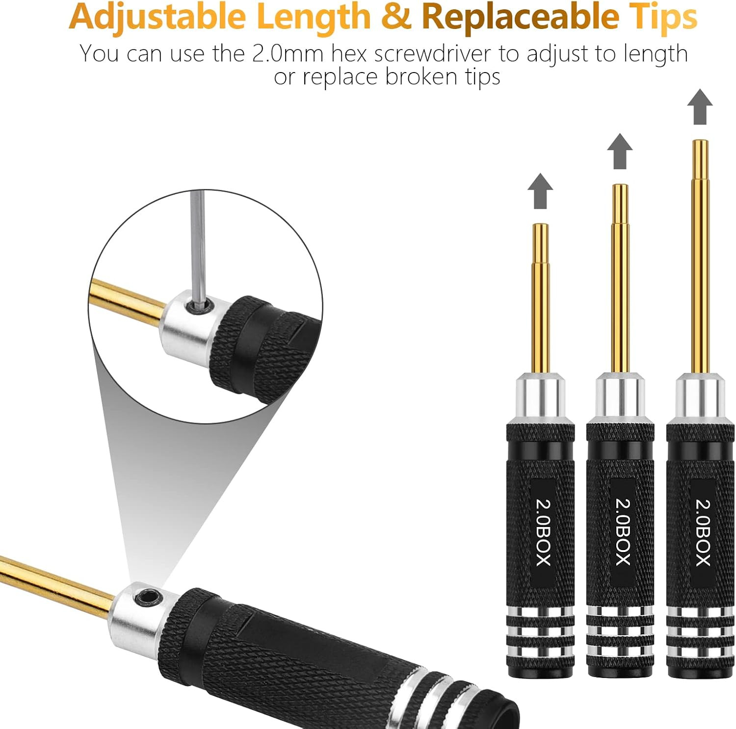 RC Tools Kit 7PCS Hex Nut Screwdriver Set with Gold
