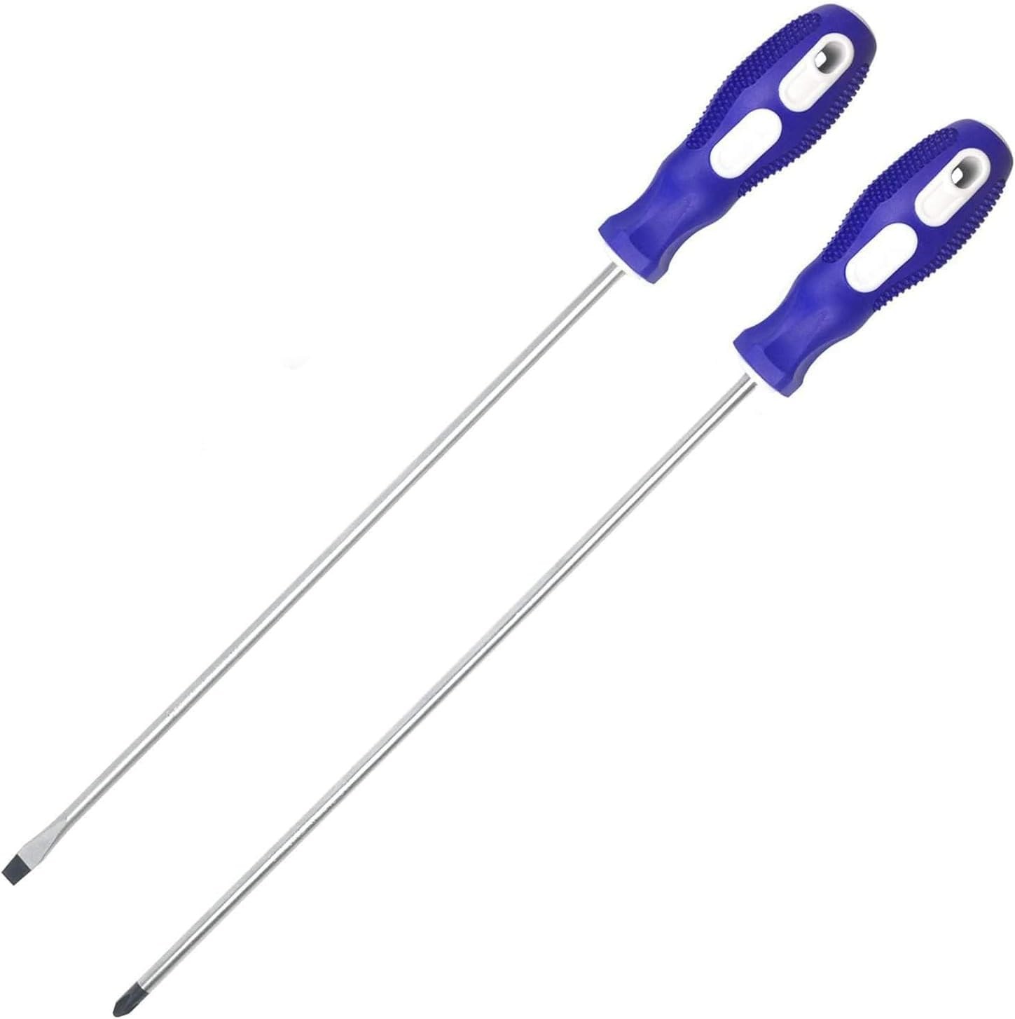 Slotted and Phillips Screwdriver, PH2 12″ Long Cross-head & Flat Blade Blue