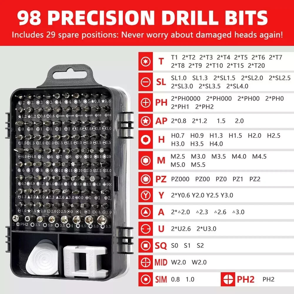 122 in 1 Precision Screwdriver Set Computer Repair Tool Kit Acssart Magnetic Bit