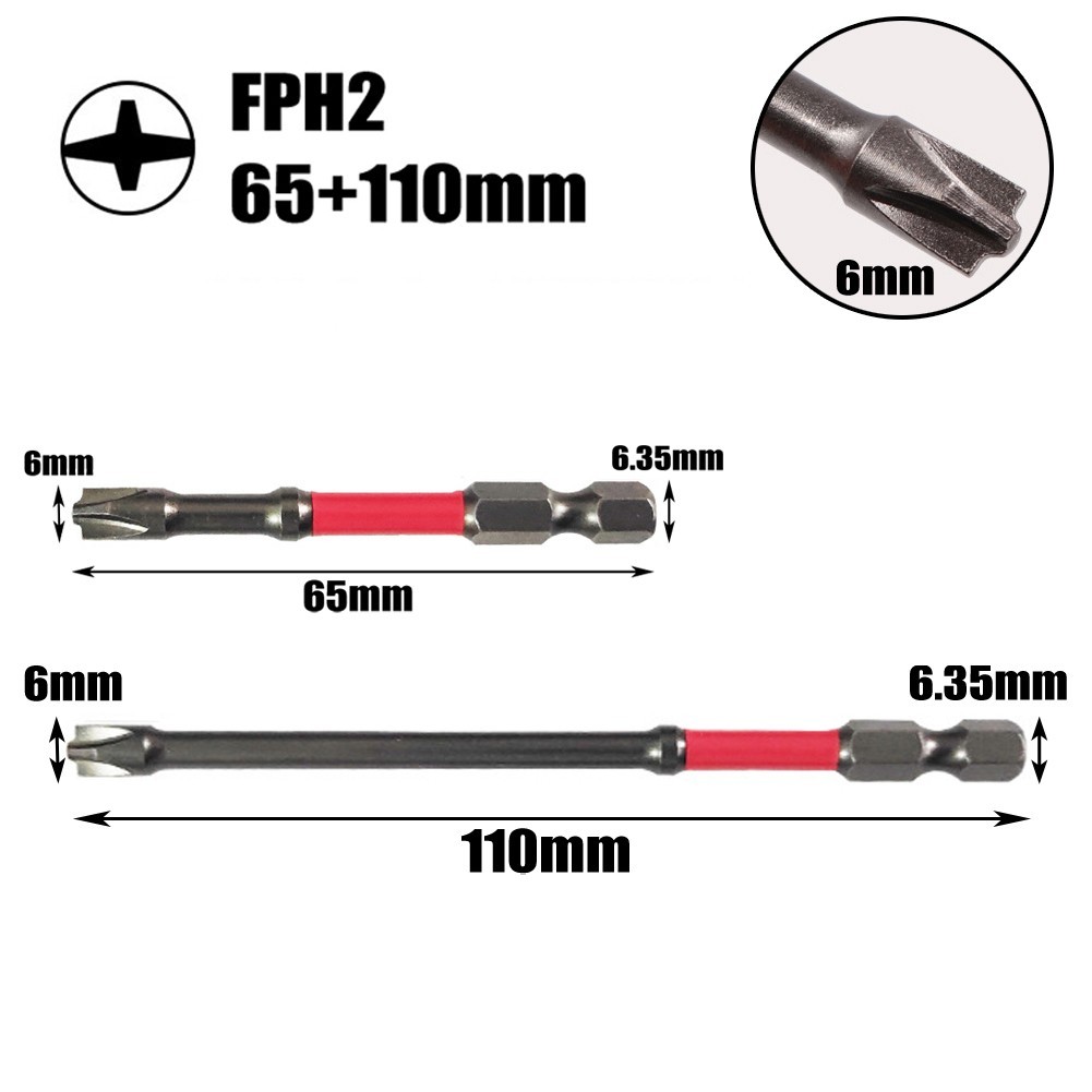 Screwdriver Bits FPH2 Tool Parts 65-110mm Cross Power Tool Accessories