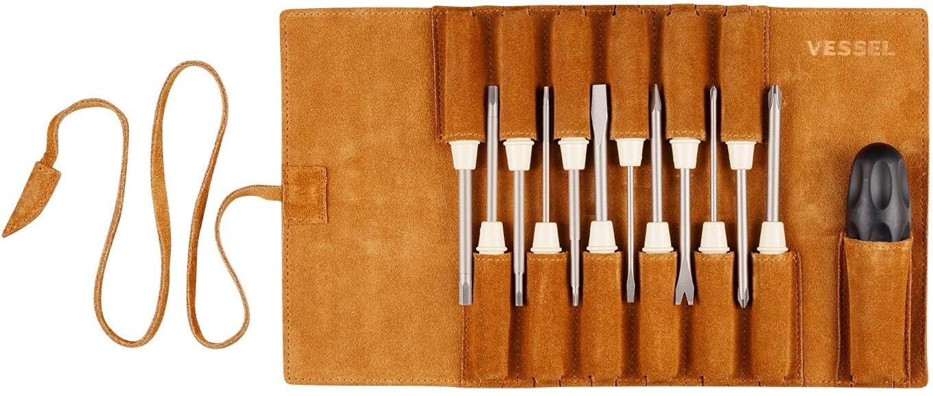 VESSEL SCREWDRIVER SET WITH LEATHER TOOL BAG TD-812LR