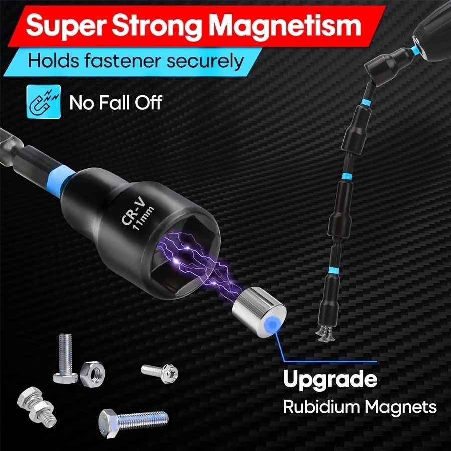 20/25pcs Magnetic Nut Driver Set, Impact Drill Driver Bit 1/4″ Hex Shank, Metric