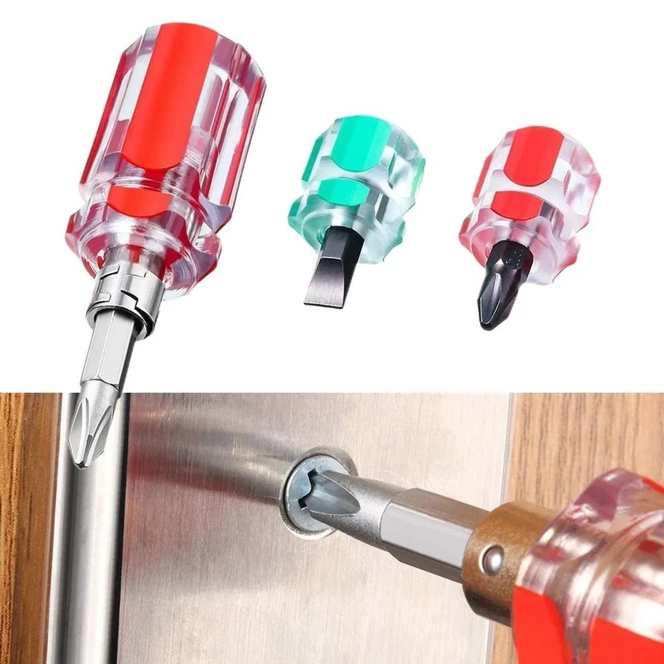 3Pcs Mini Screwdriver Set Short Flat & Phillips 2-in-1 Repair Tool Kit USA