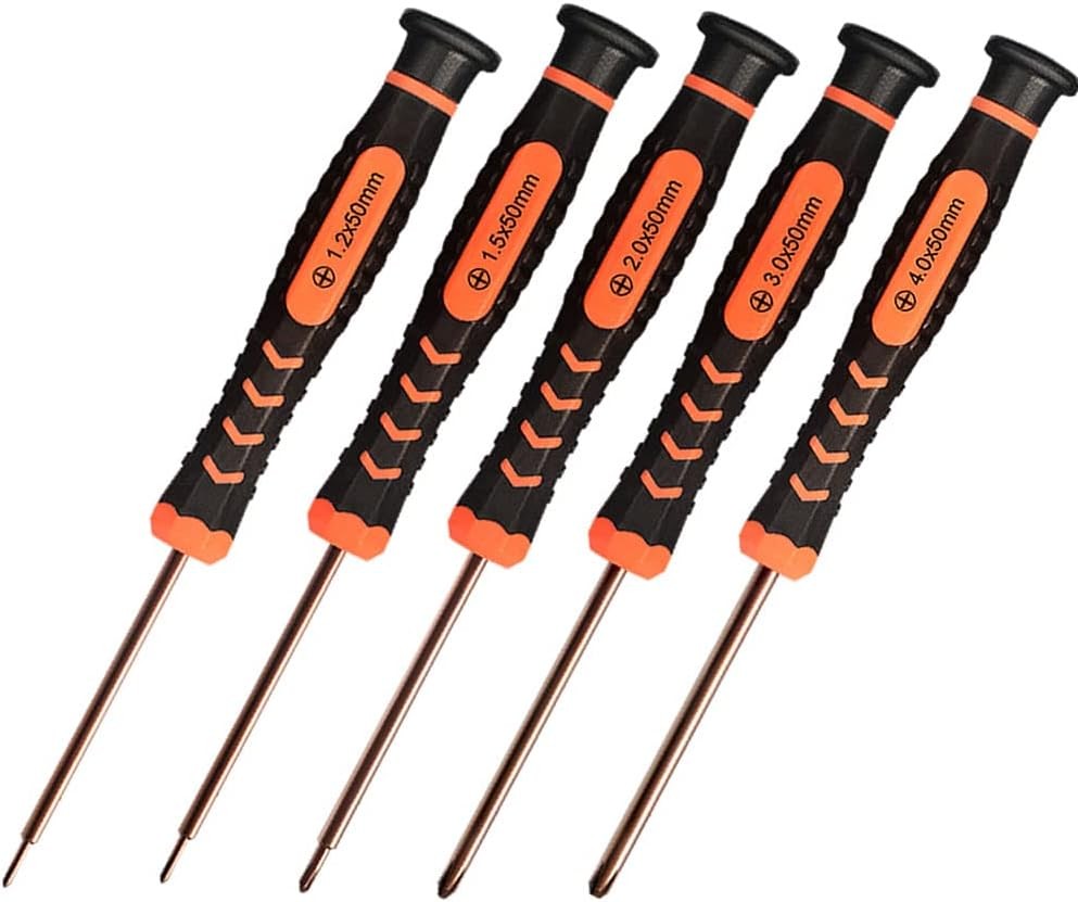 Small Phillips Screwdriver Set,TECKMAN 5 Piece Repair Tools Kit Black, Orange