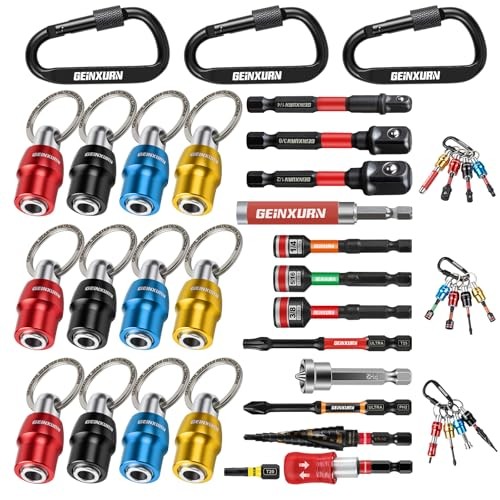 25Pcs Bit Holder Key Chain, 1/4″ Hex Shank One Handed Quick Change& 25pcs