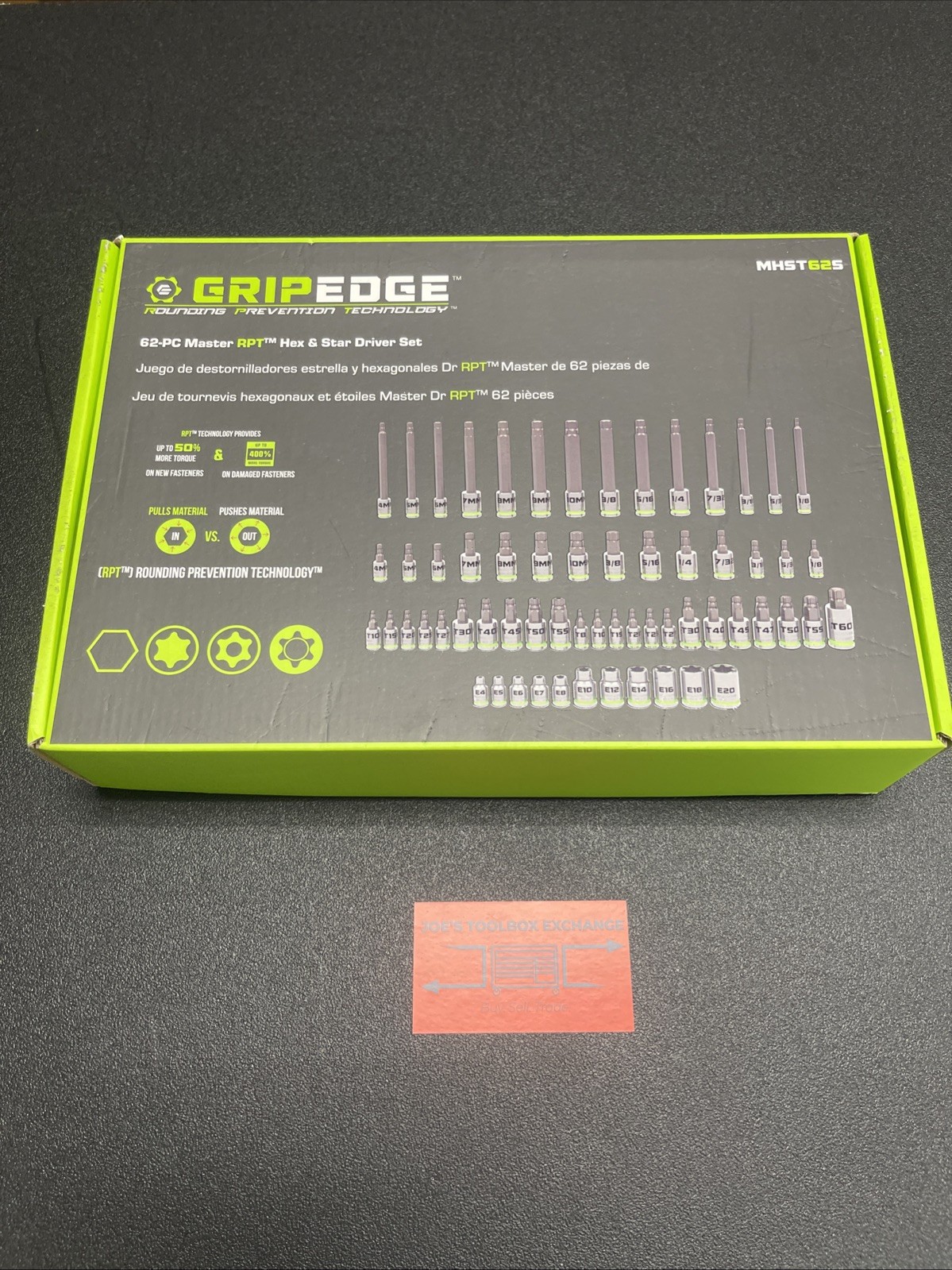 Grip Edge Master RPT Hex & Star Driver Set, 62 Piece MHST62S GripEdge