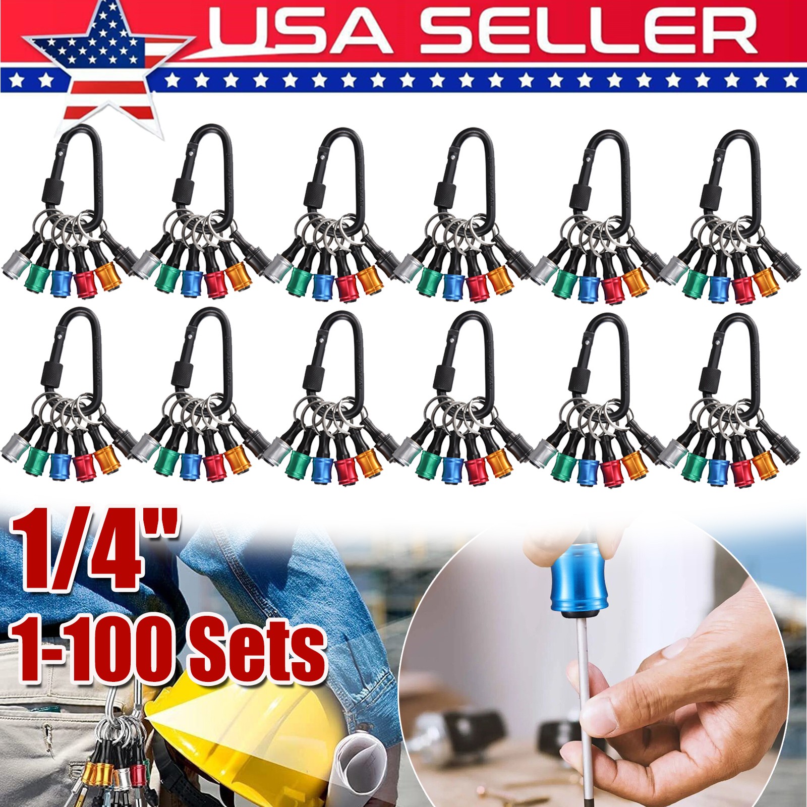 For 1/4″ Hex Shank Quick Release Keychain Screwdriver Drill Bit Holder Bits Lot
