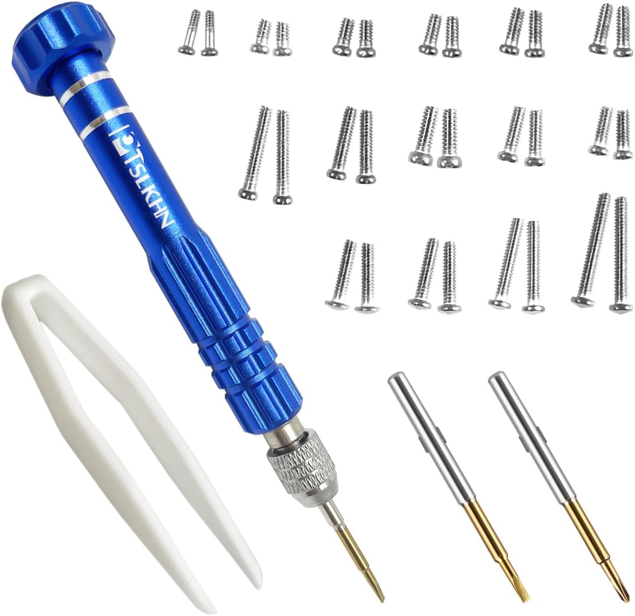PTSLKHN Eye Glass Repairing Kit, S2 Steel Screwdriver with 15 Types of Screws,