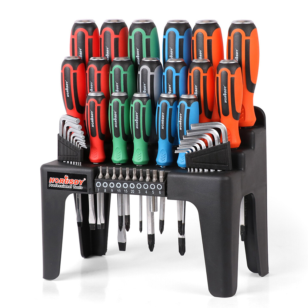 44-Piece Magnetic Screwdriver Set Hex Key Bits Go-Thru Steel Blades High Torque