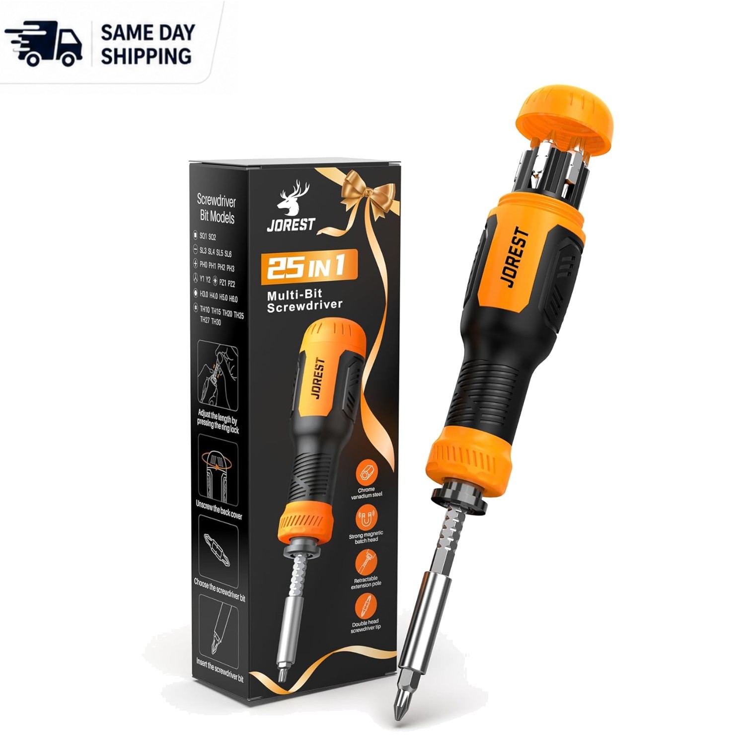 25-in-1 Magnetic Multitool Screwdriver with Ergonomic Grip for Everyday Repairs