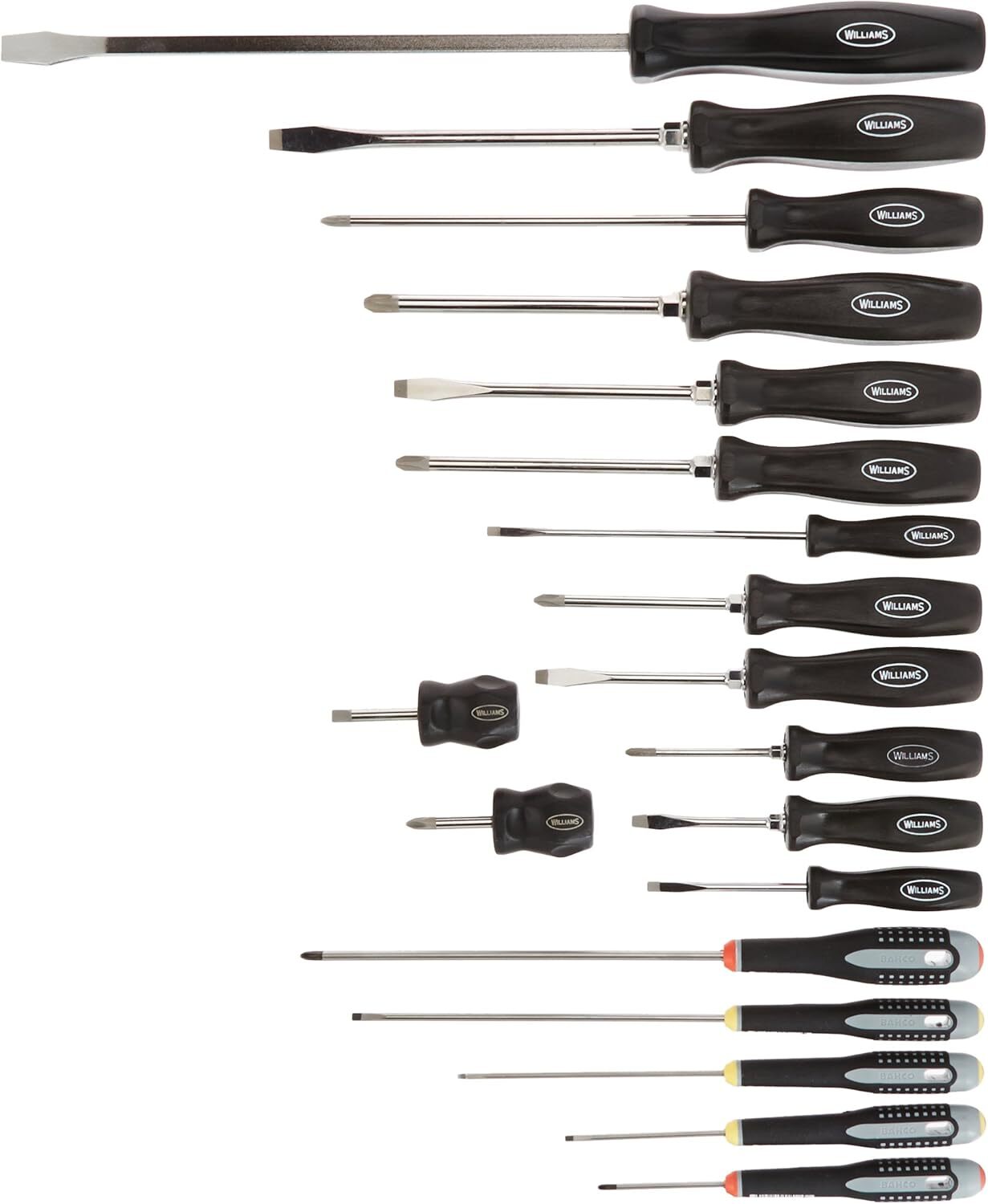 Williams 19 Piece Screwdriver Set With Comfort Grip And Vapor Blasted Tips