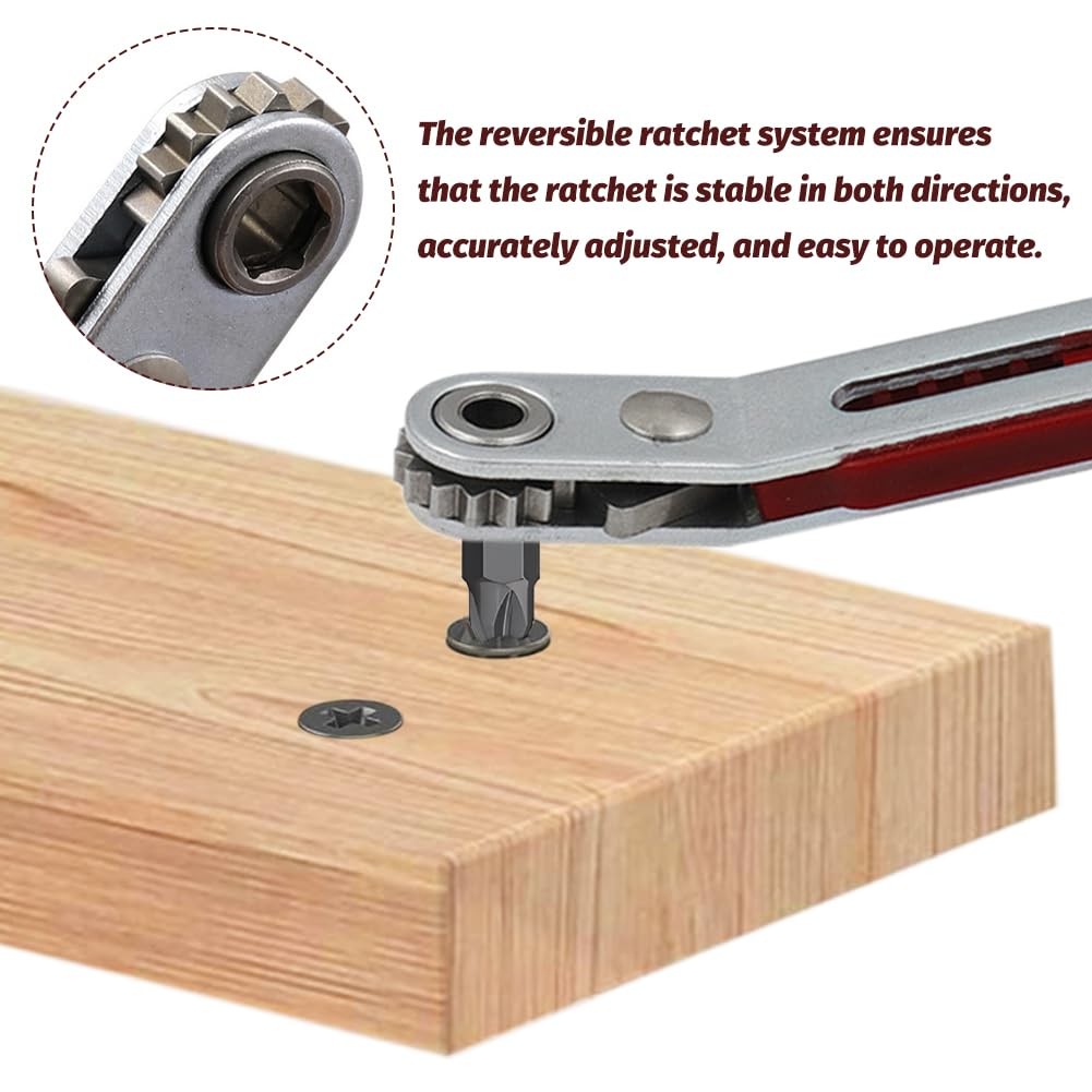 Mini Ratchet Wrench Screwdriver Set – 2 Pcs Elbow Head & Flat Head 1/4 Inch H…