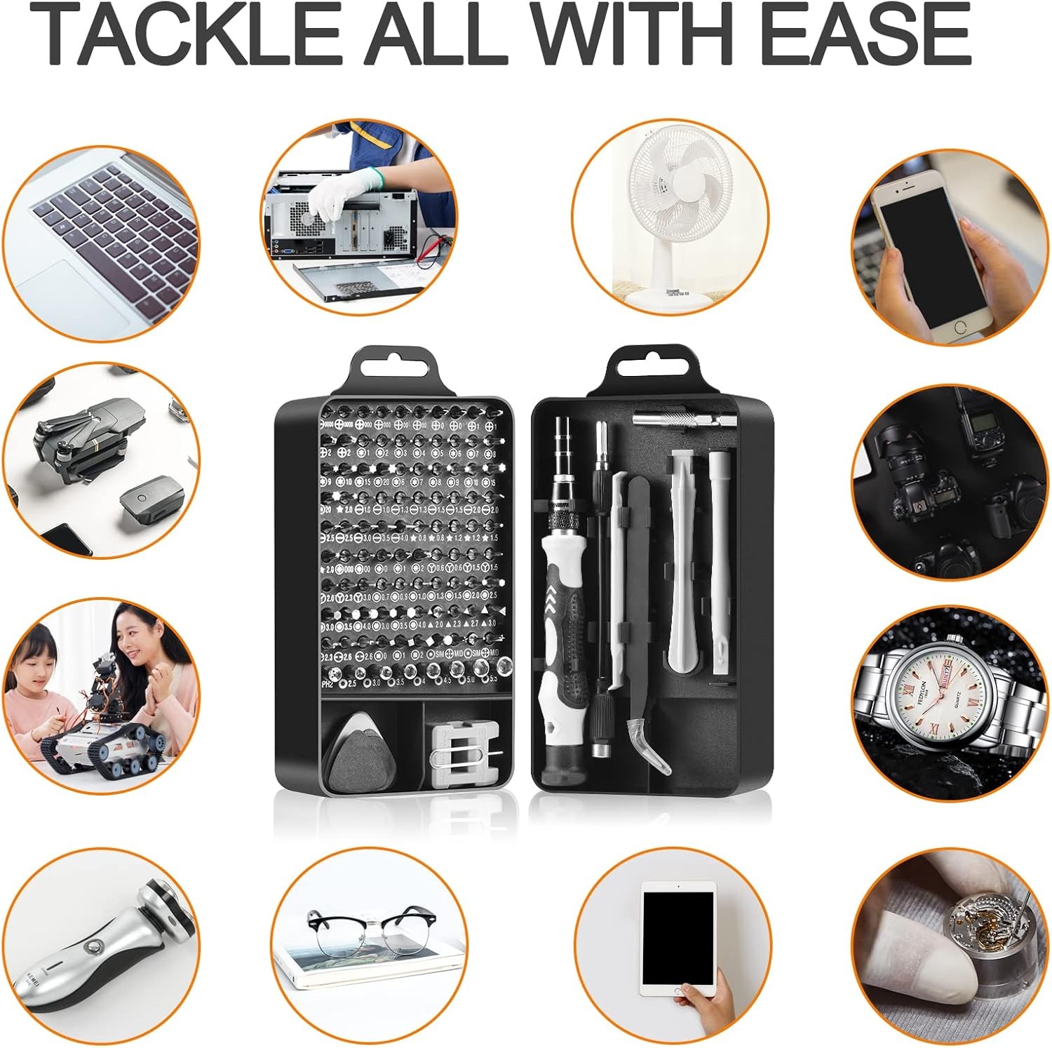 Magnetic Precision 115 in 1 Repair Screwdriver Set PC Phone Electronics Tool Kit