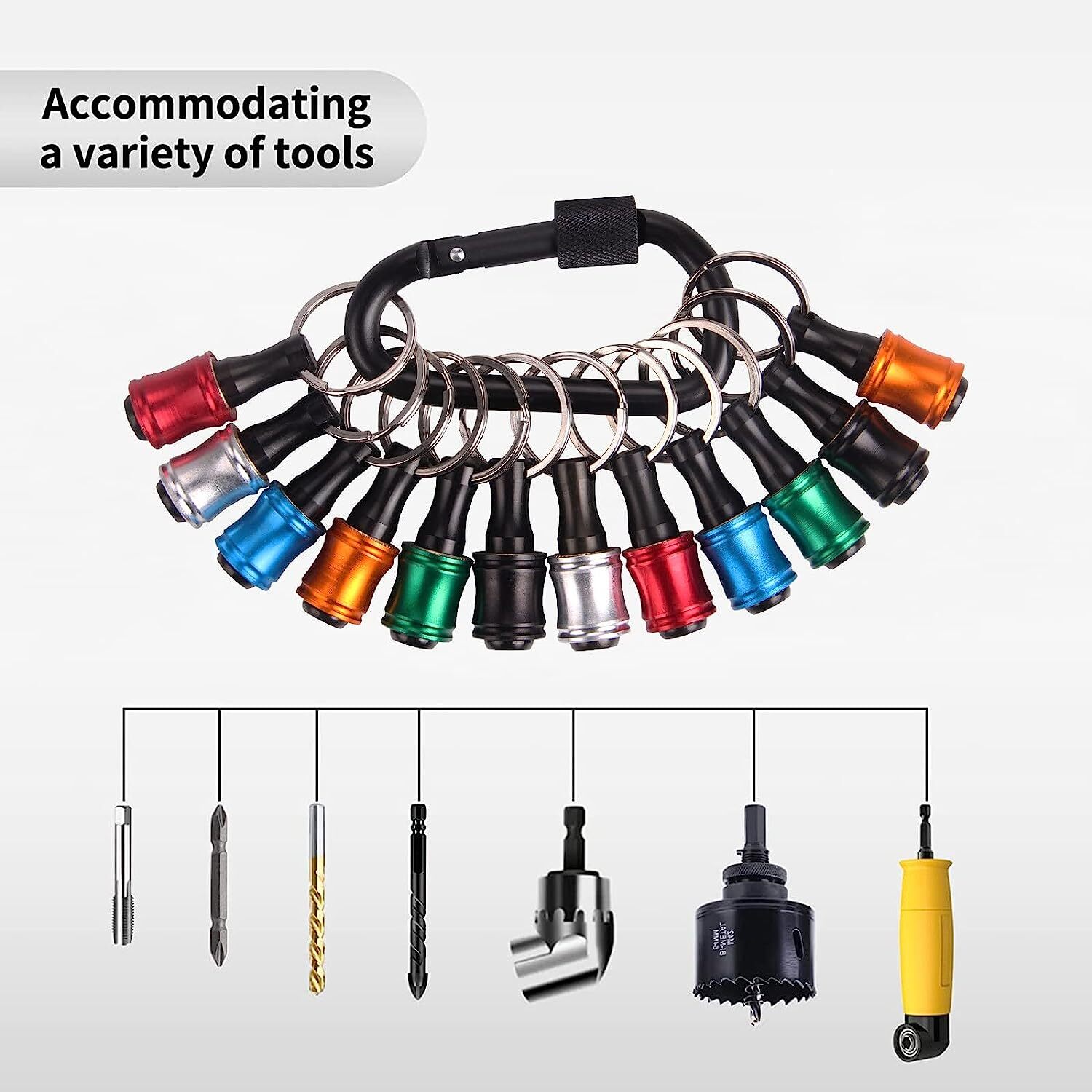 12PCS Keychain Screwdriver Drill Bit 1/4″ Hex Shank Quick Release Holder Bit Set