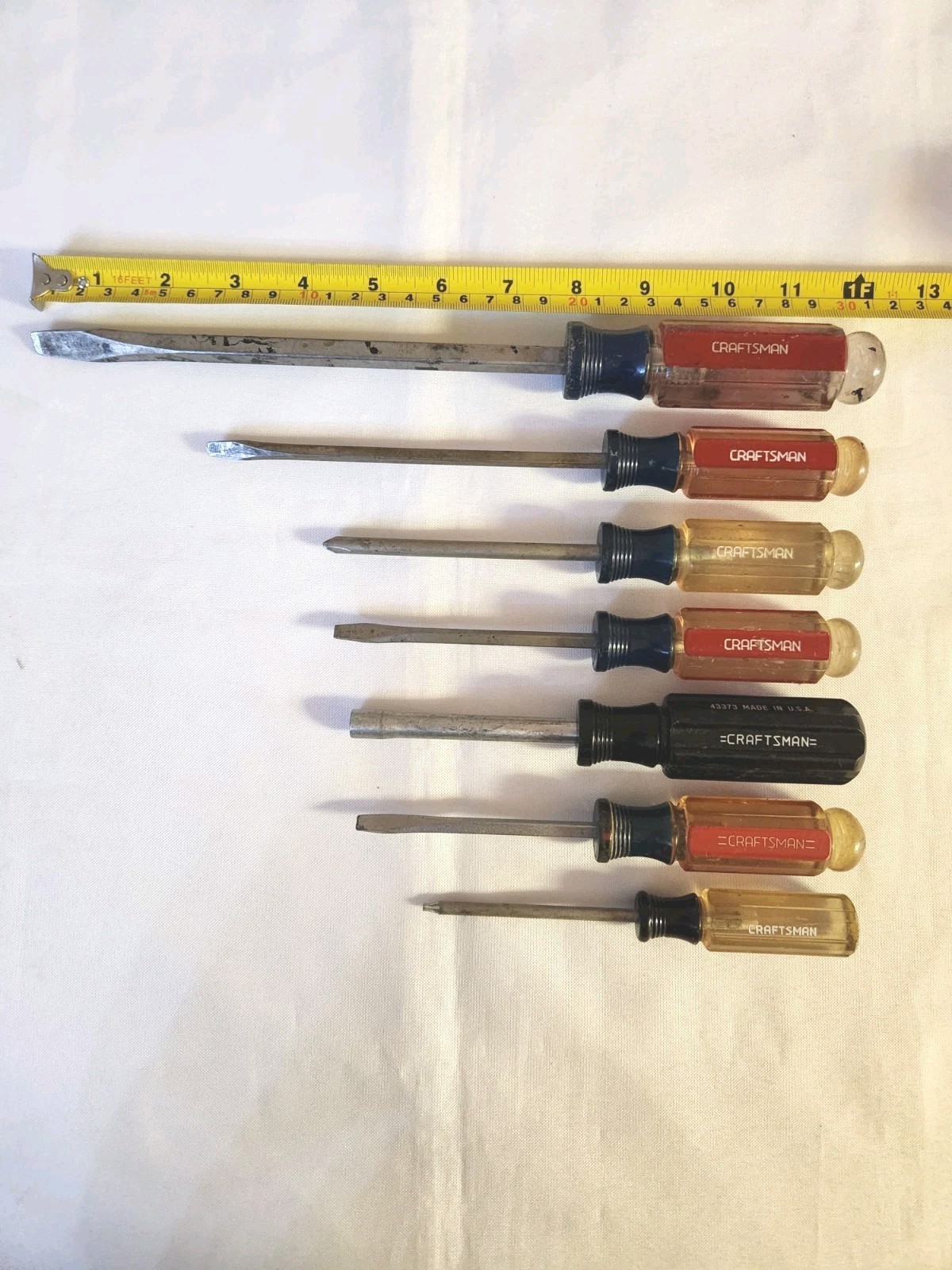 7pc Lot of Craftsman Clear & Red Handle Phillips Flathead Torx and Bit Drivers